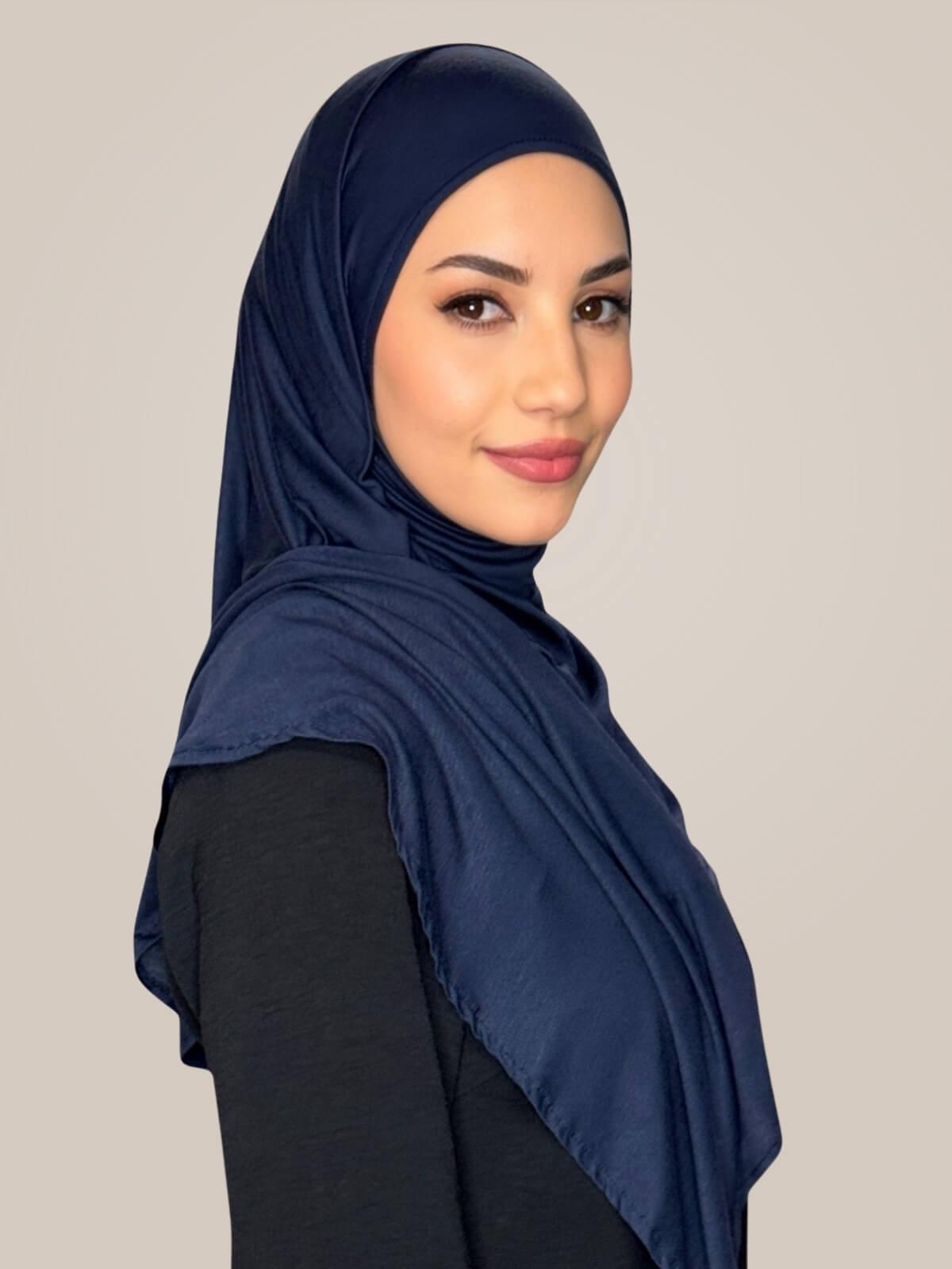 Pre-Sewn Jersey Hijab-Navy