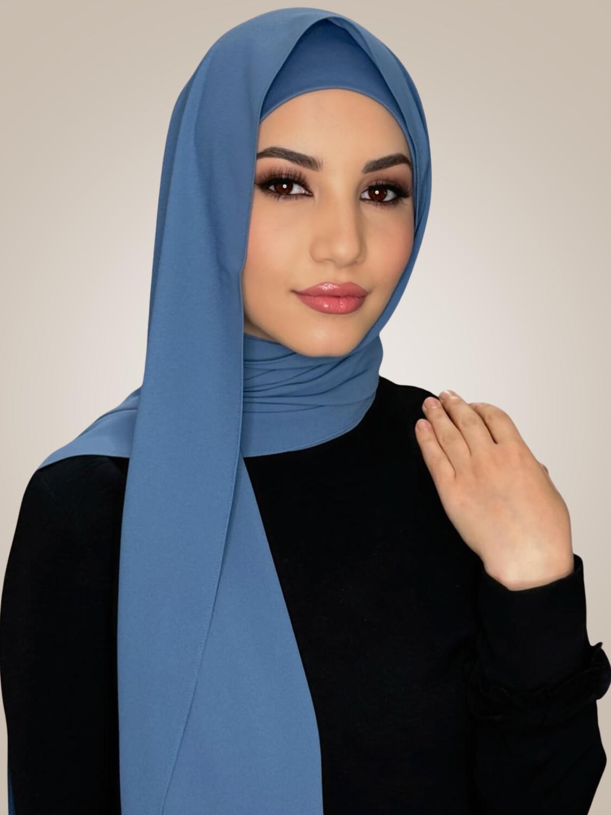 Matching Chiffon Hijab Set-Cool Blue