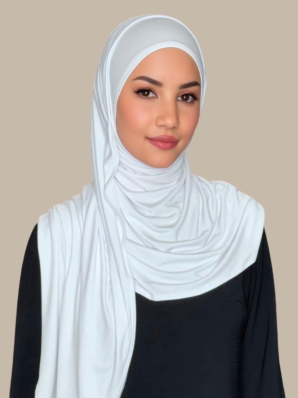 Pre-Sewn Jersey Hijab-White