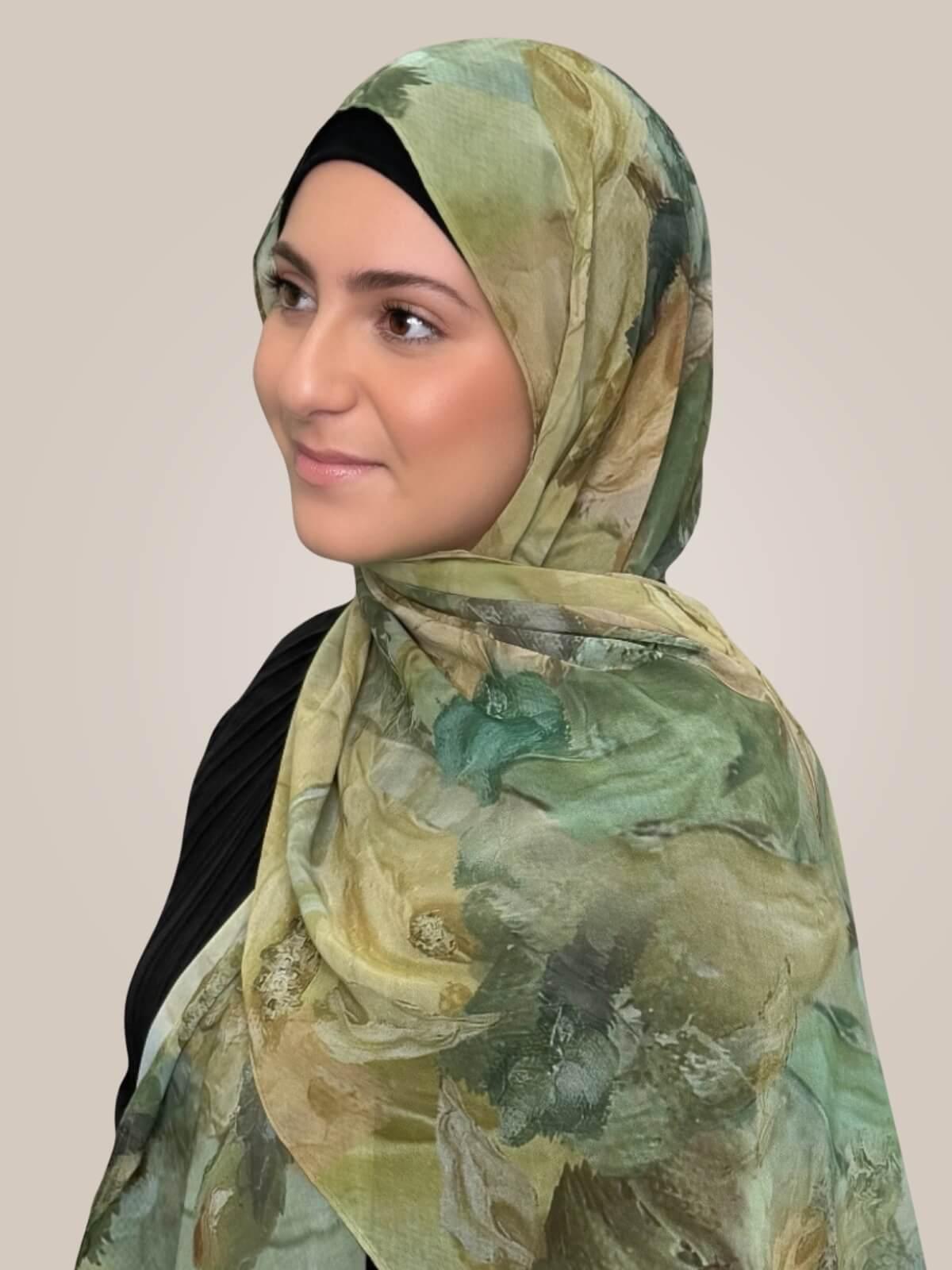 Modish Girl Printed Chiffon Hijab- Willow Drift