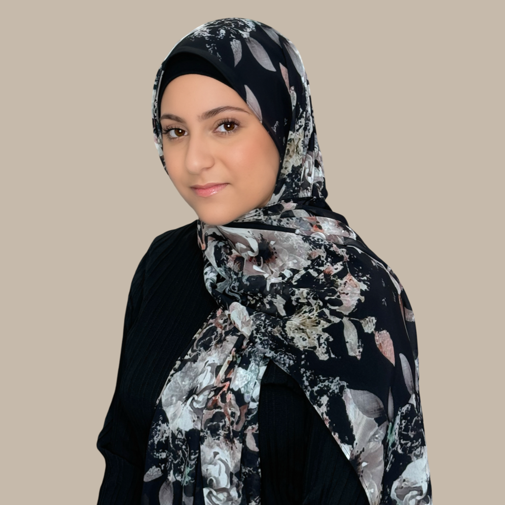 Modish Girl Printed Chiffon Hijab- Fleurette Slate II - Modish Hijab