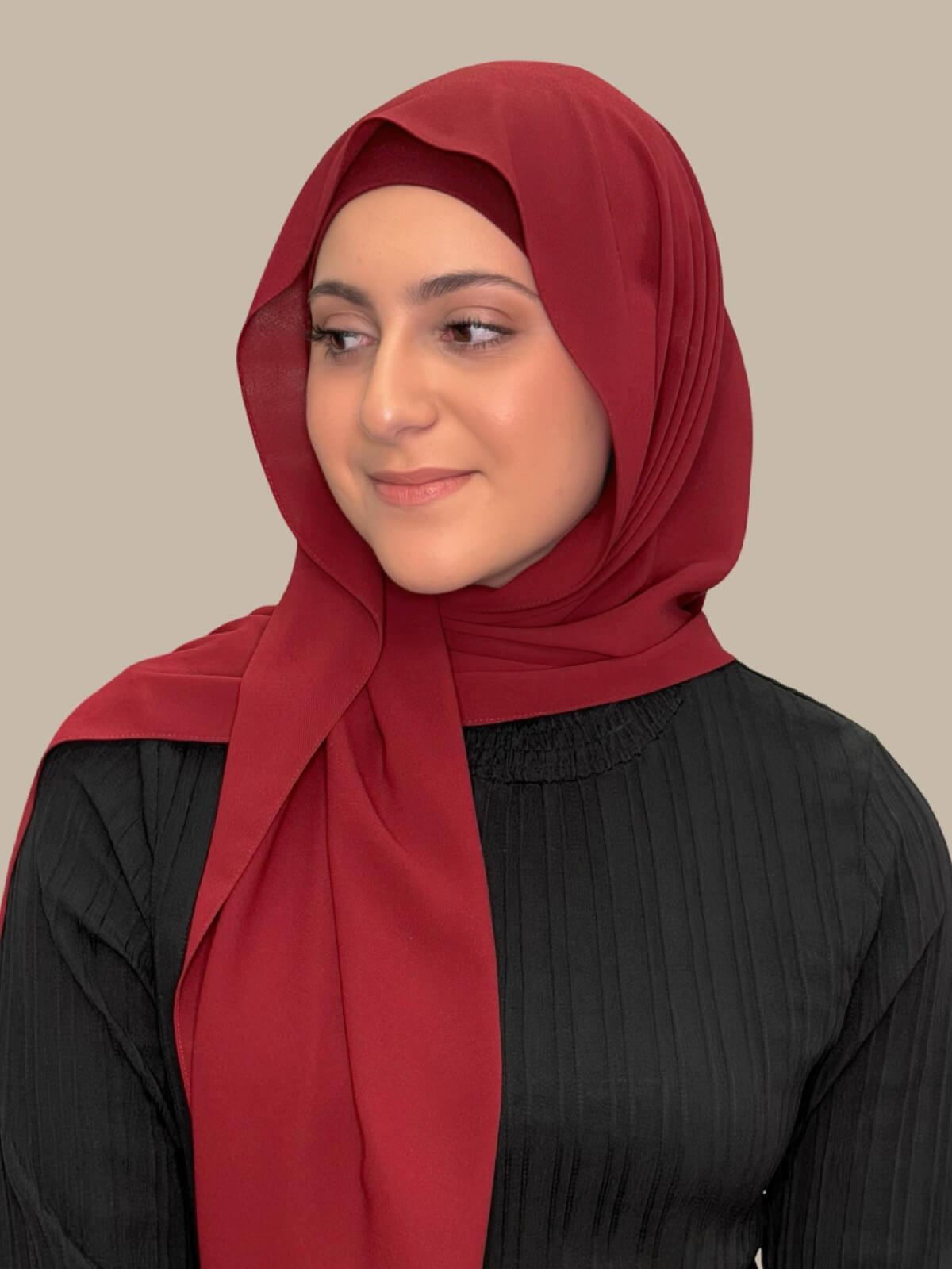 Modish Girl Matching Chiffon Hijab Set-Mahogany