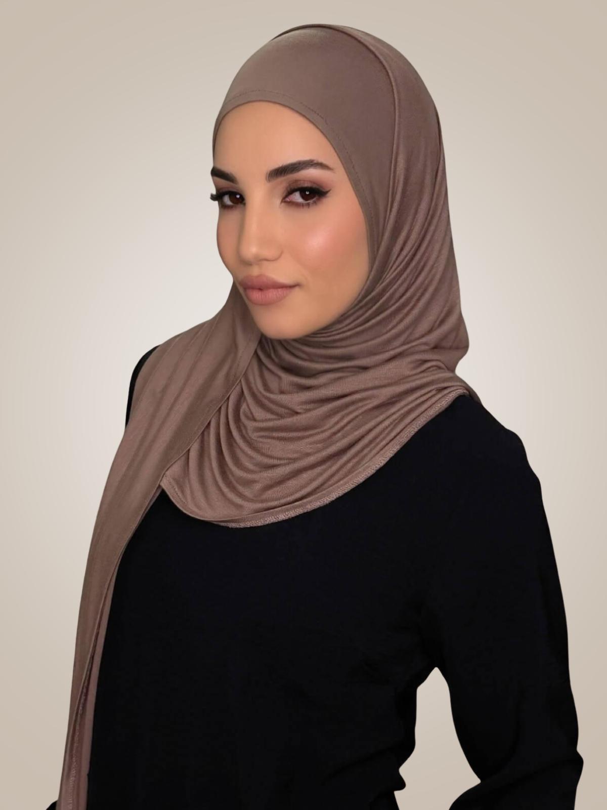 Pre-Sewn Jersey Hijab-Truffle