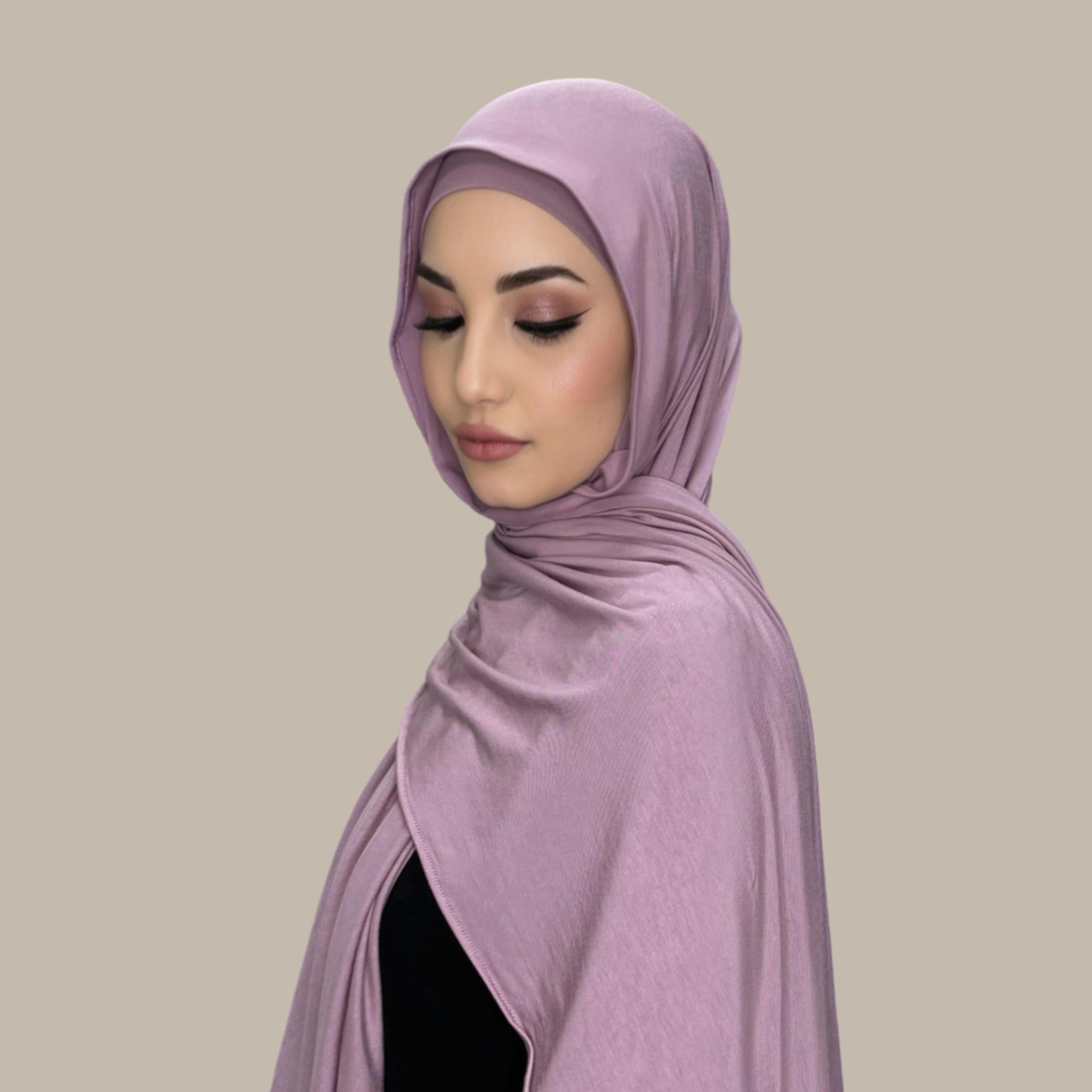 Premium Jersey Hijab-Khaki Rose