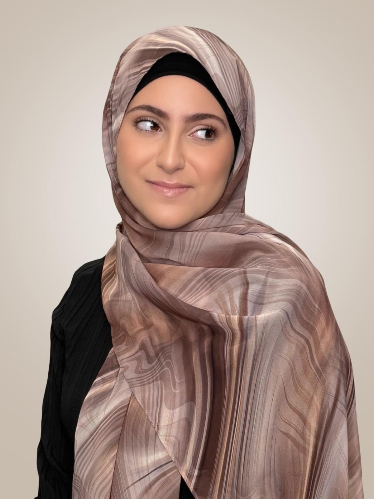 Modish Girl Printed Chiffon Hijab-Savanna Stripes