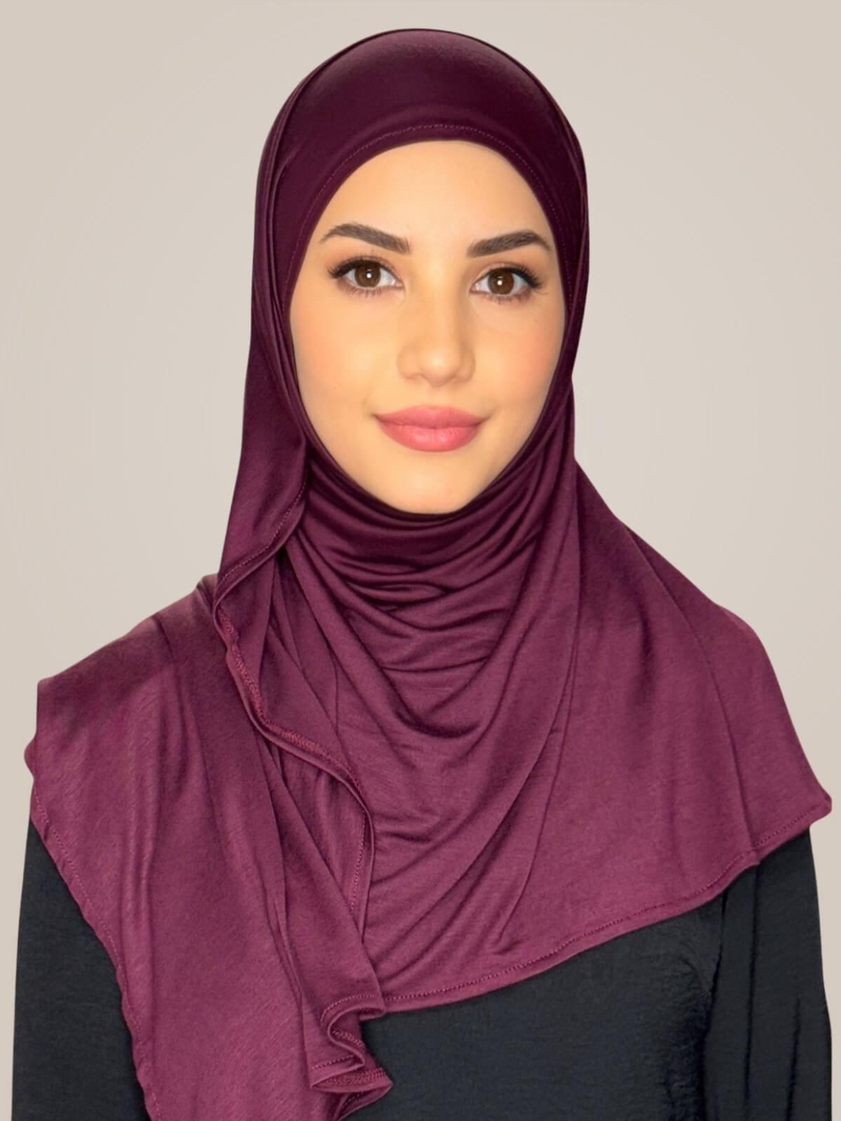 Pre-Sewn Jersey Hijab-Wine