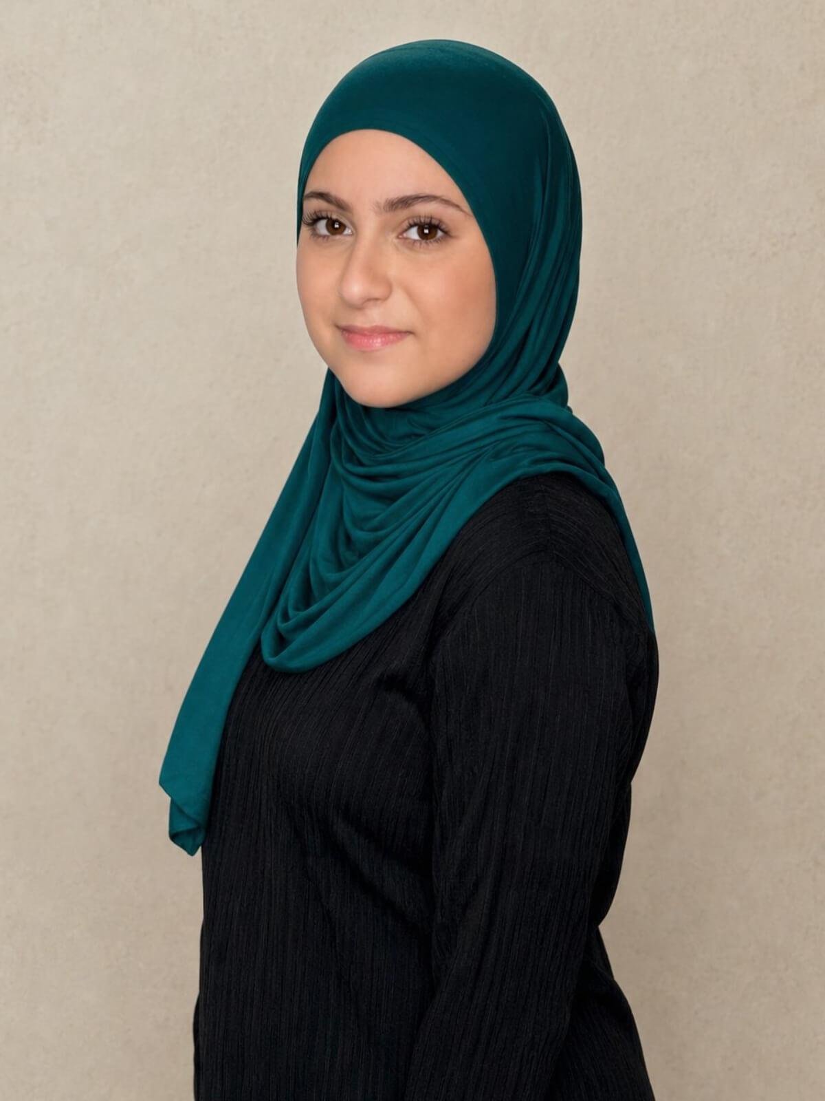 Modish Girl Pre-Sewn Jersey Hijab-Pine Green