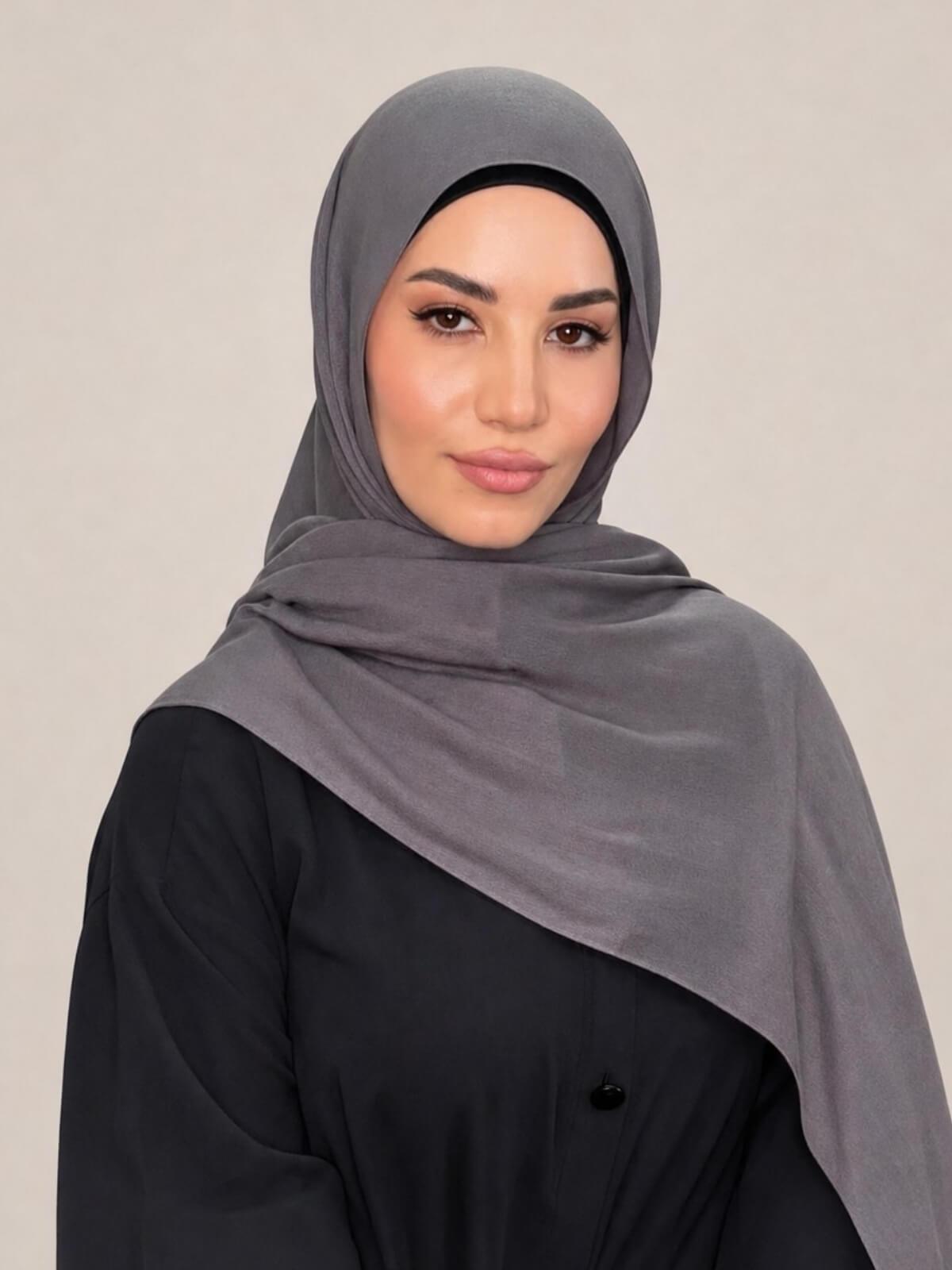 Cotton Modal Hijab-Graphite Grey