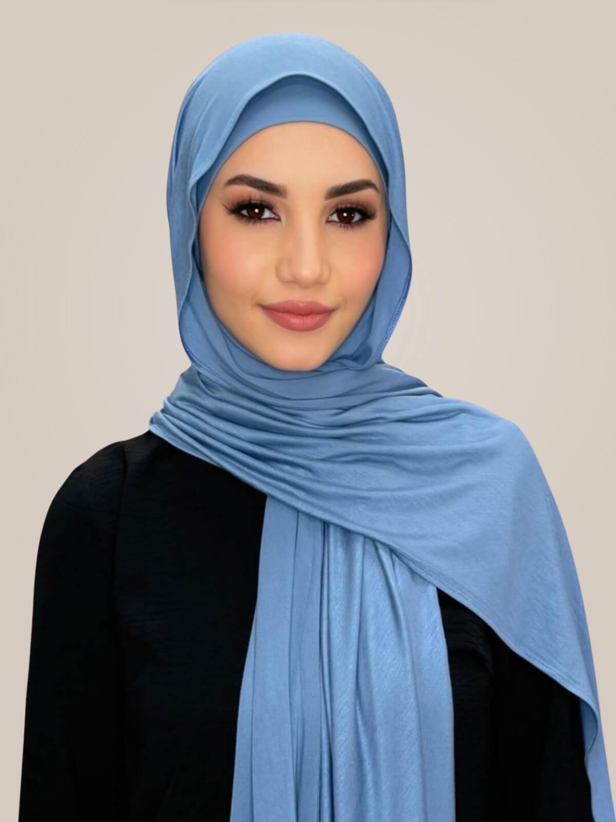 Premium Jersey Hijab-Blue Grey