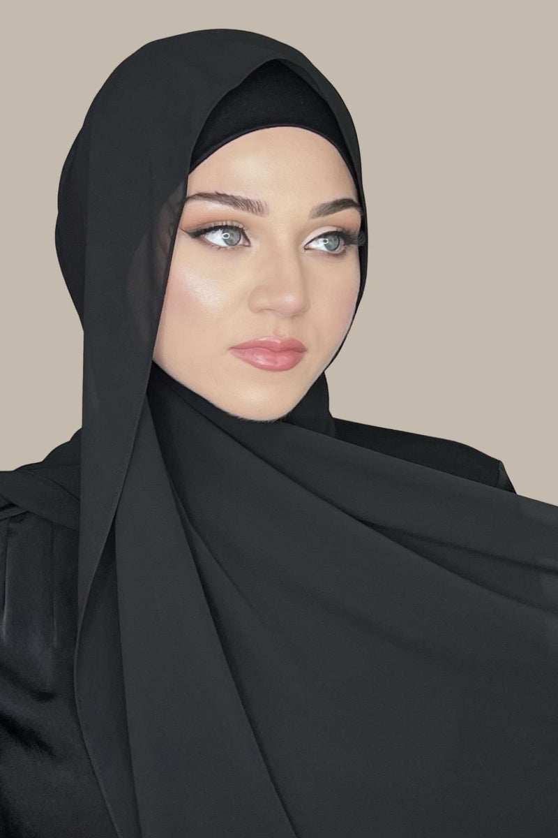 Hijab-Black Hijab Luxury | Modish Chiffon