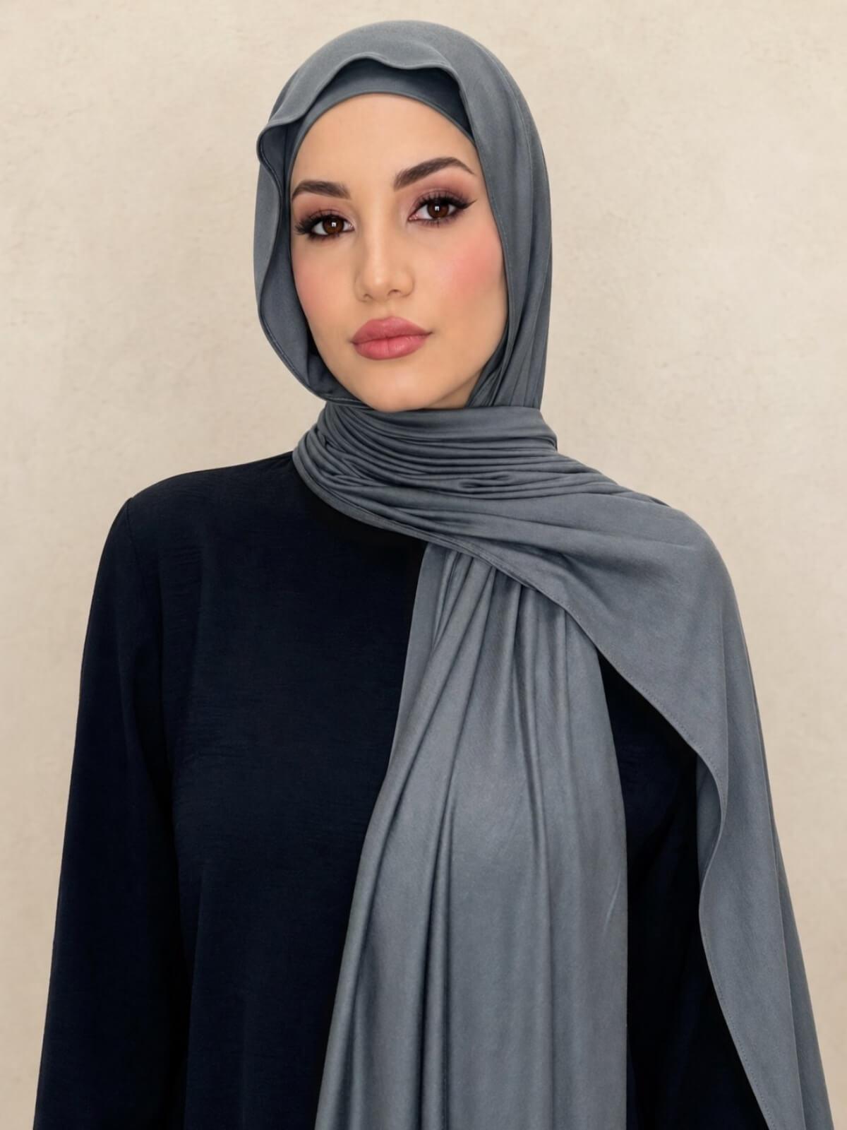 Premium Jersey hijab-Pebble Grey