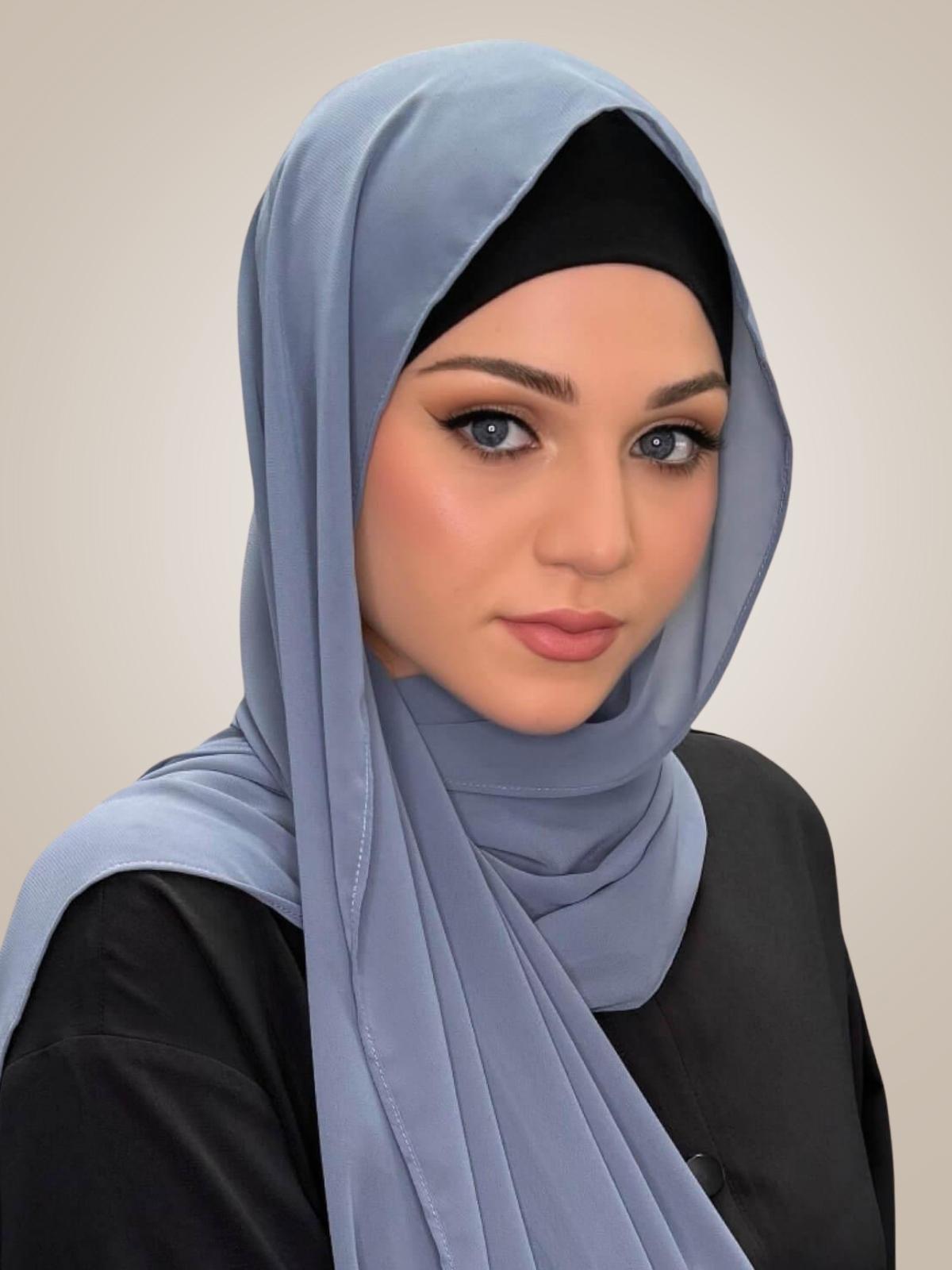 Luxury Chiffon Hijab-Dusty Blue