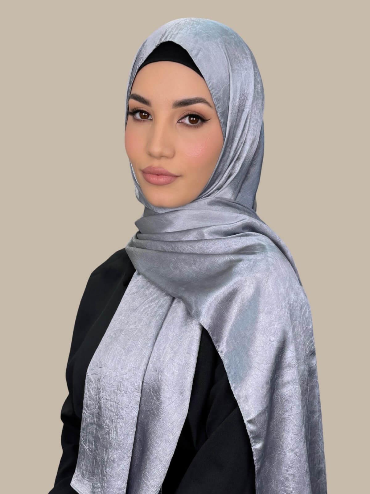 Classic Satin Hijab-Slate Dove Grey