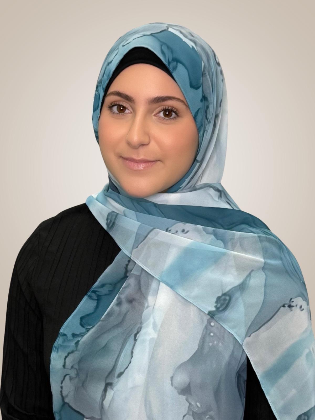 Modish Girl Printed Chiffon Hijab-Tidal Teal