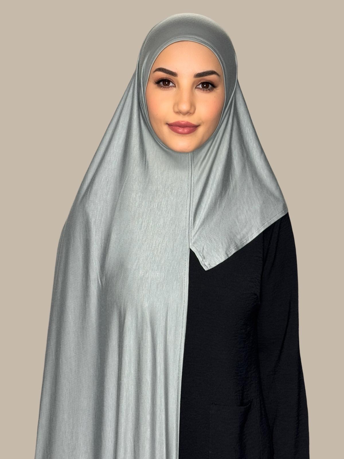 Pre-Sewn Jersey Hijab-Stone Green