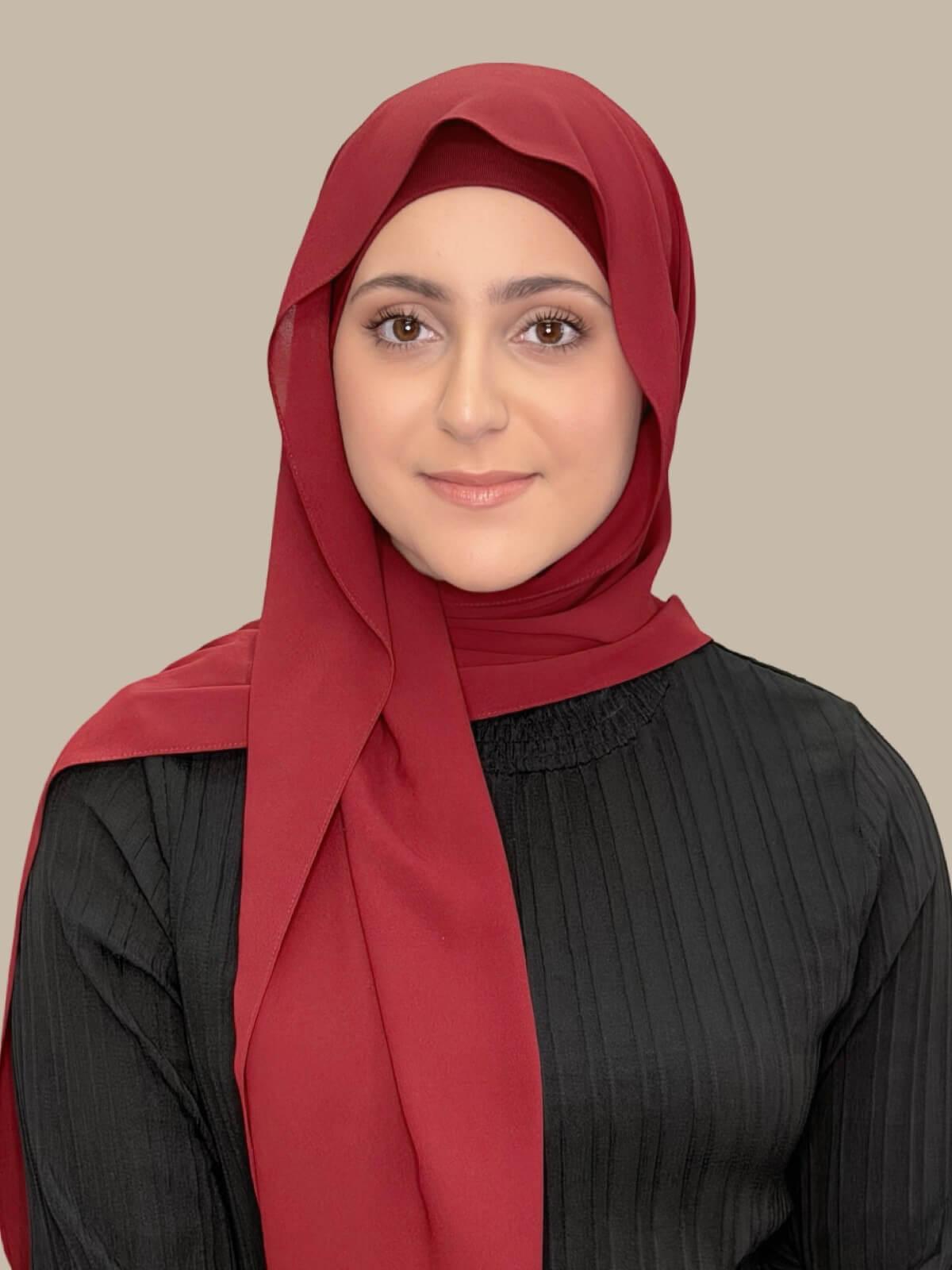 Modish Girl Matching Chiffon Hijab Set-Mahogany