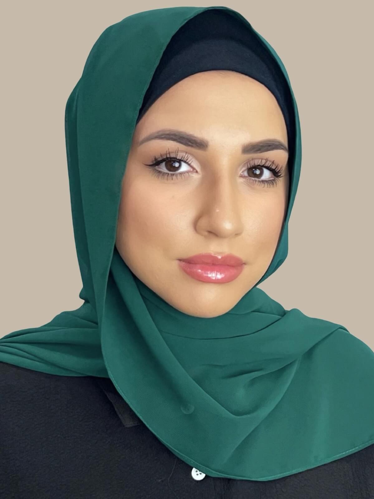 Luxury Chiffon Hijab-Forrest Green