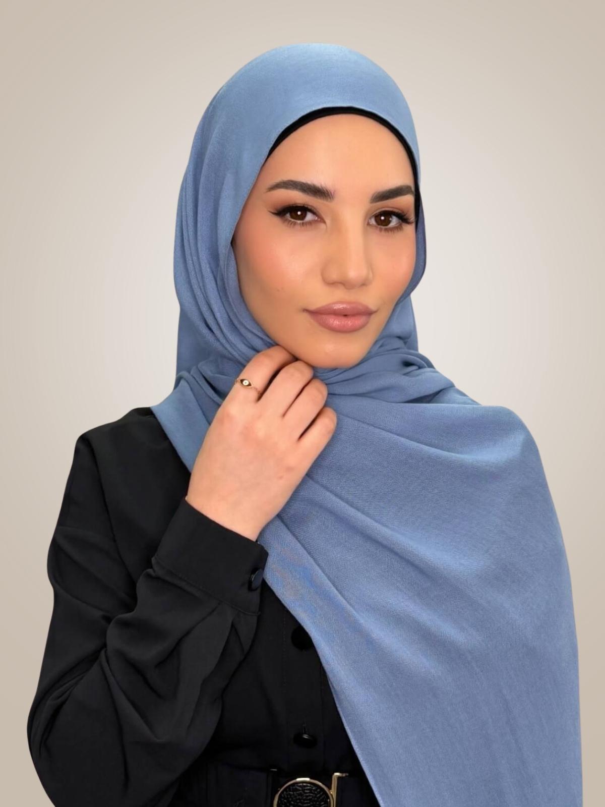 Cotton Modal Hijab-Steel Blue