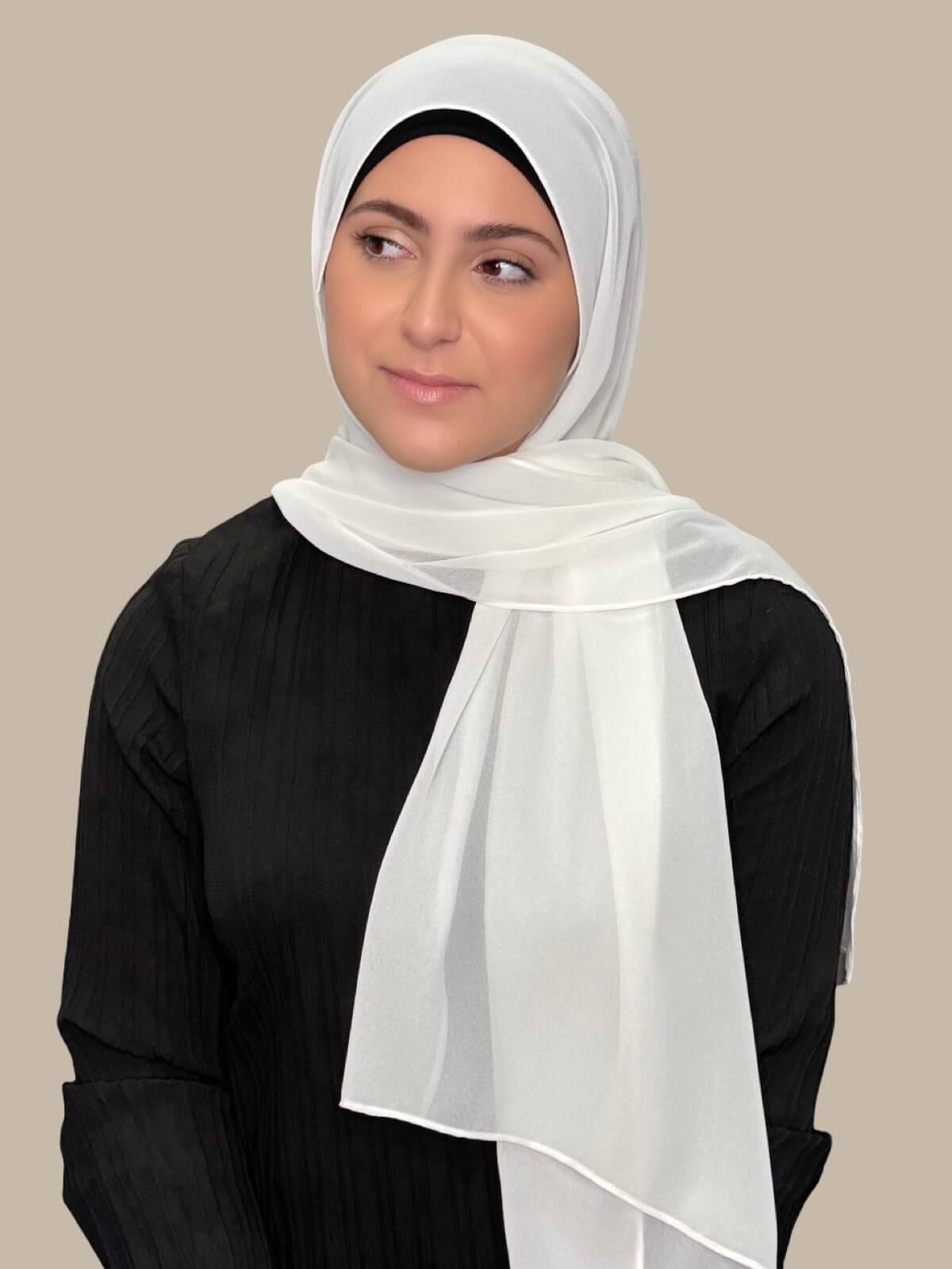 Modish Girl Luxury Chiffon Hijab-Floral White