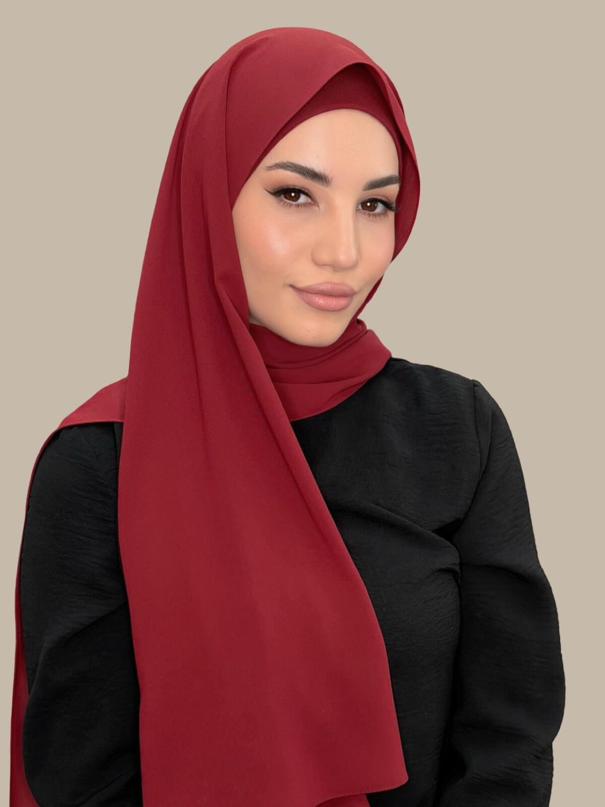 Matching Chiffon Hijab Set-Mahogany
