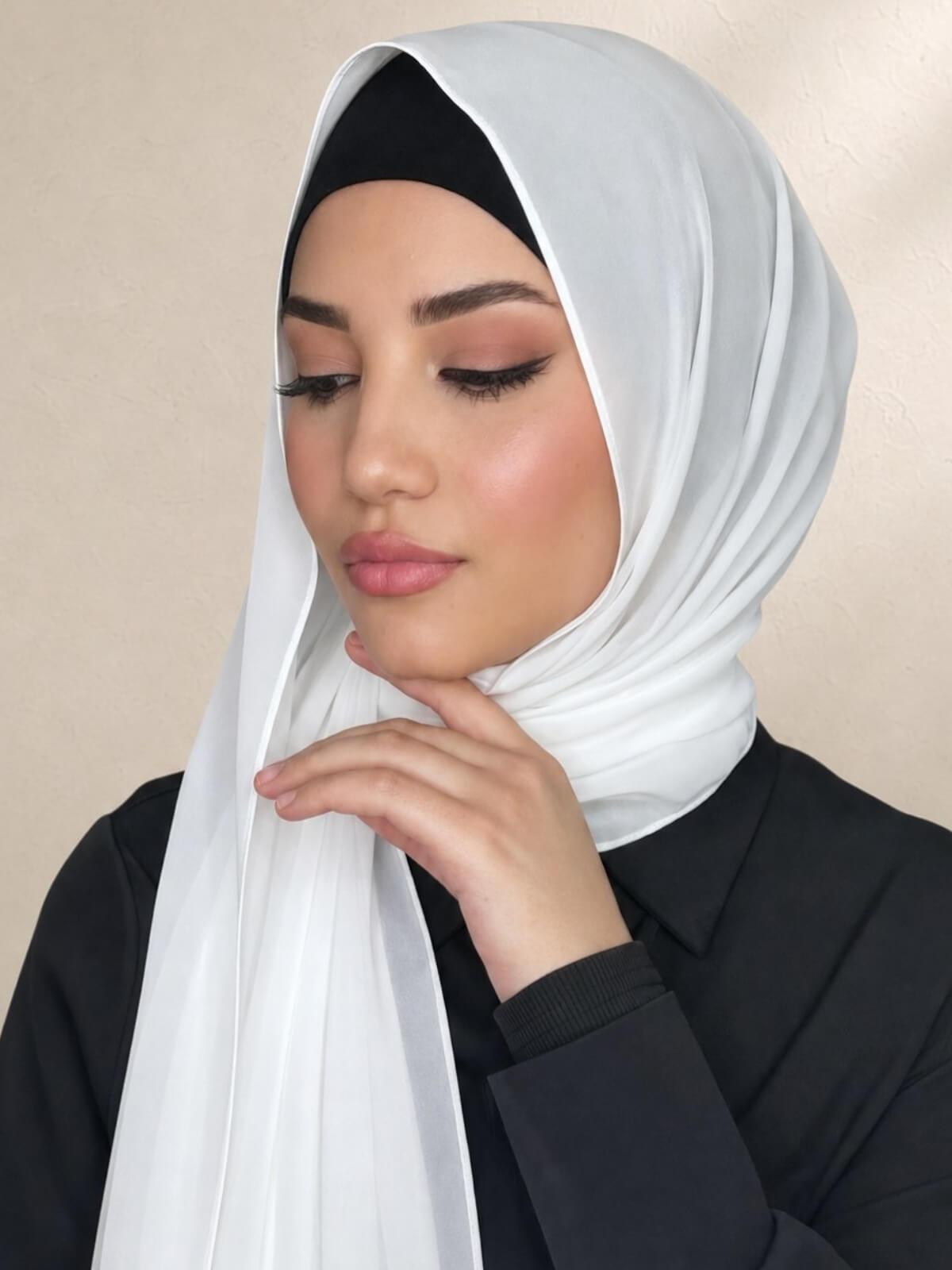Luxury Chiffon Hijab-Pearl White