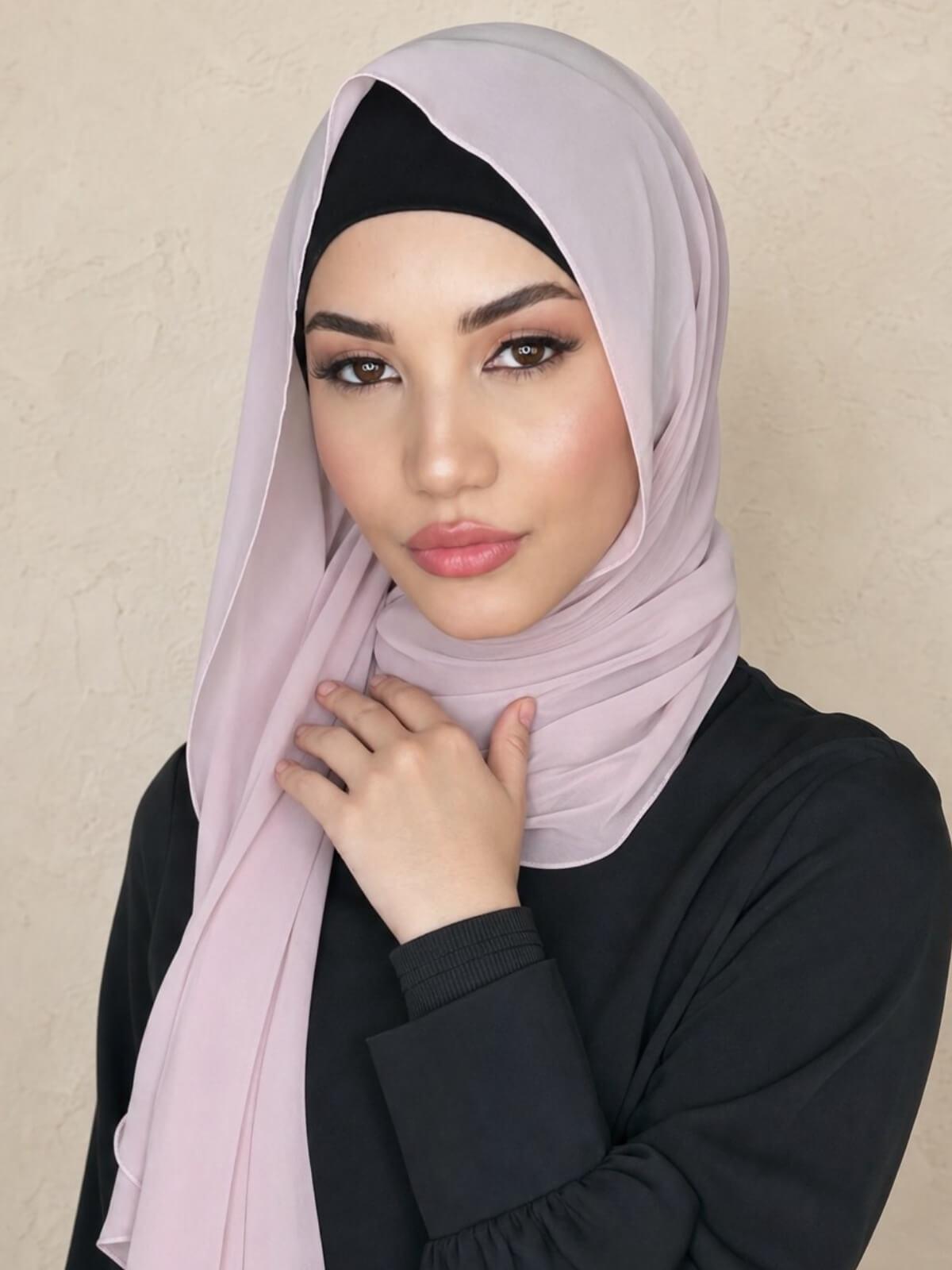 Luxury Chiffon Hijab-Rose Gold
