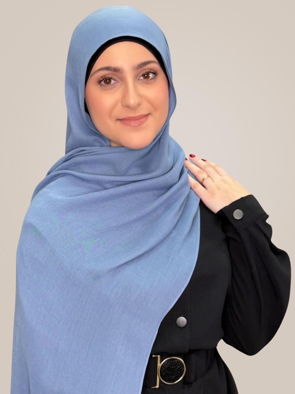 Modish Girl Cotton Modal Hijab-Steel Blue
