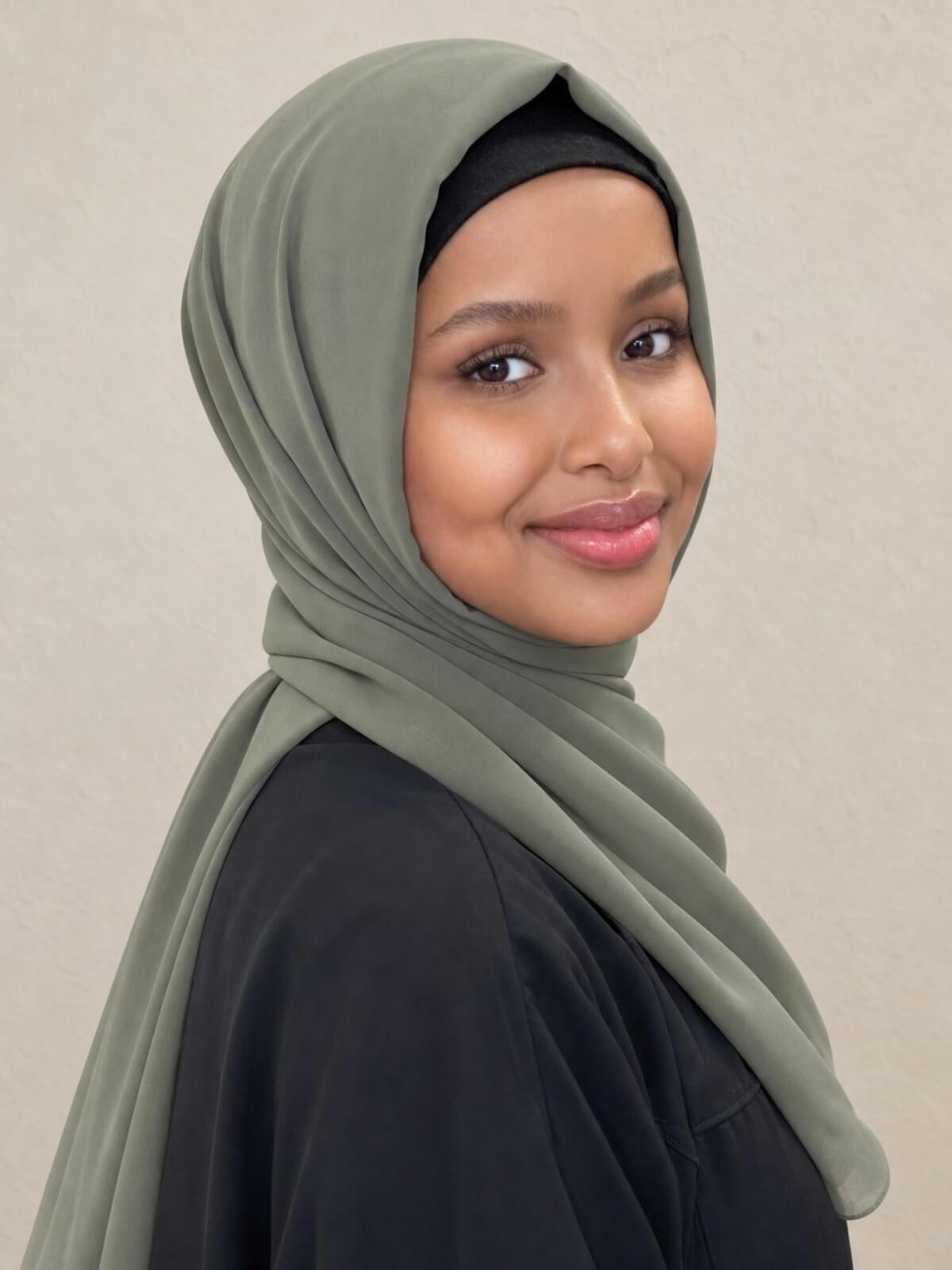 Luxury Chiffon Hijab-Dusty Olive