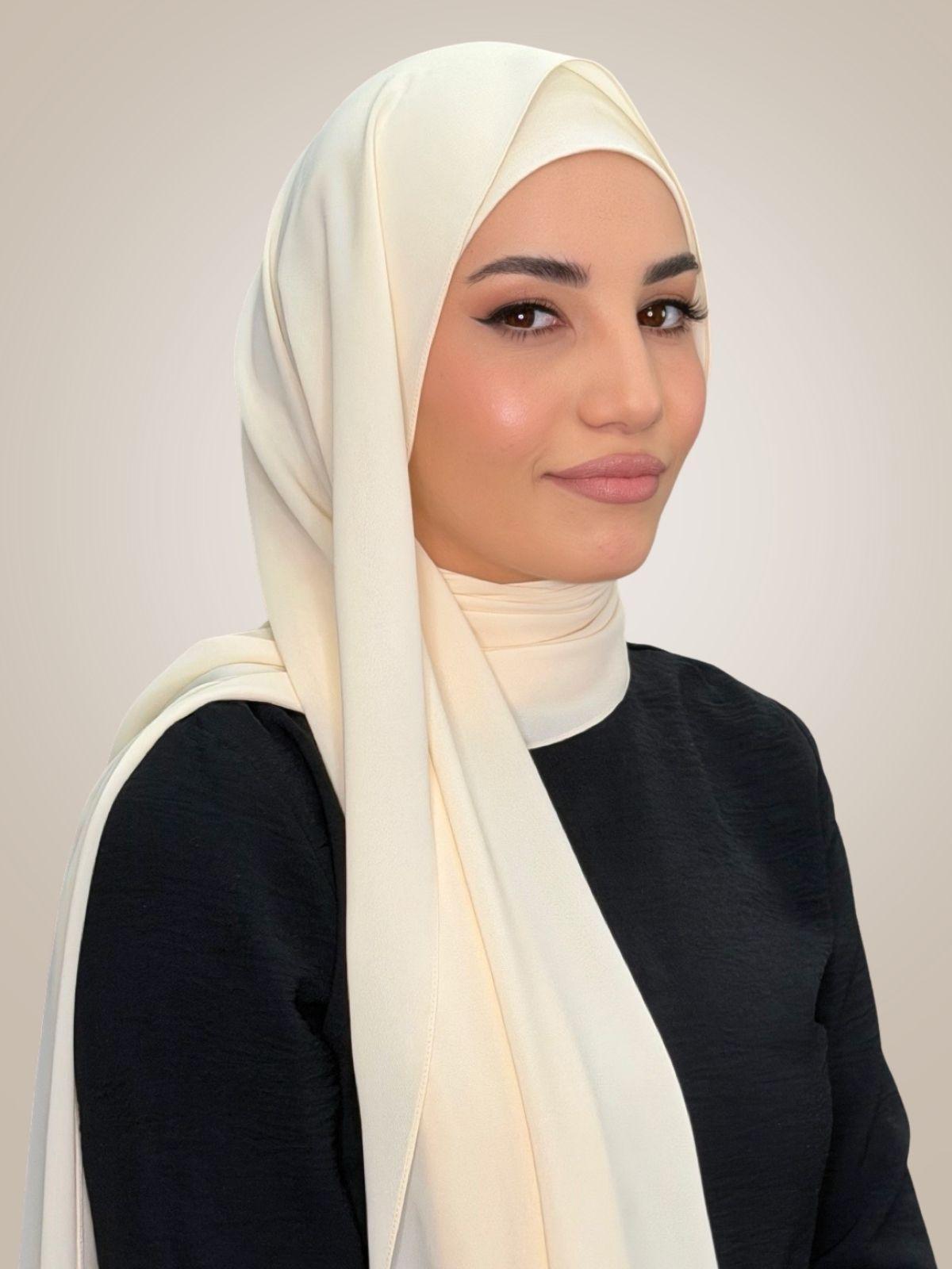 Matching Chiffon Hijab Set-Ivory Lace