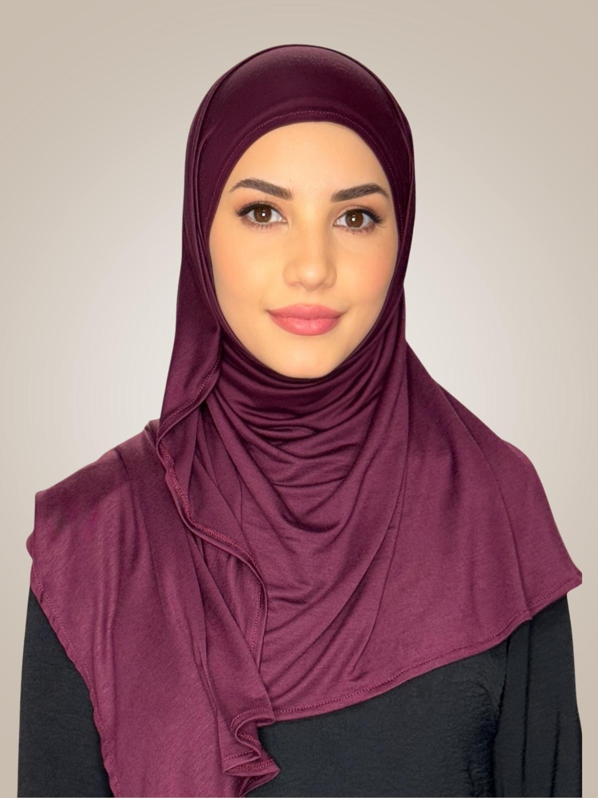 Pre-Sewn Jersey Hijab-Wine