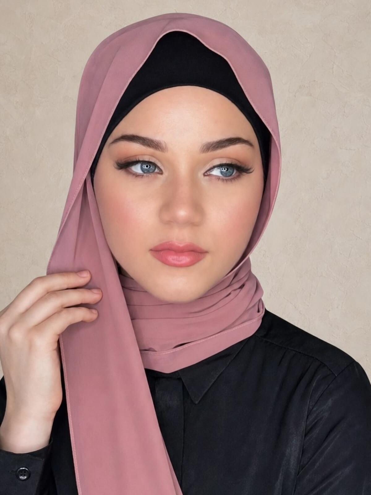 Luxury Chiffon Hijab- Rosey Brown