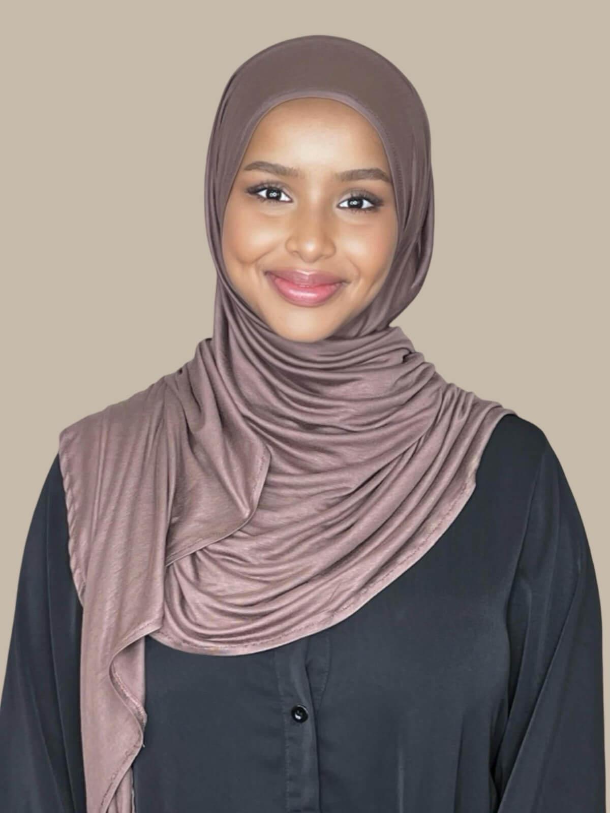 Pre-Sewn Jersey Hijab-Mocha Brown