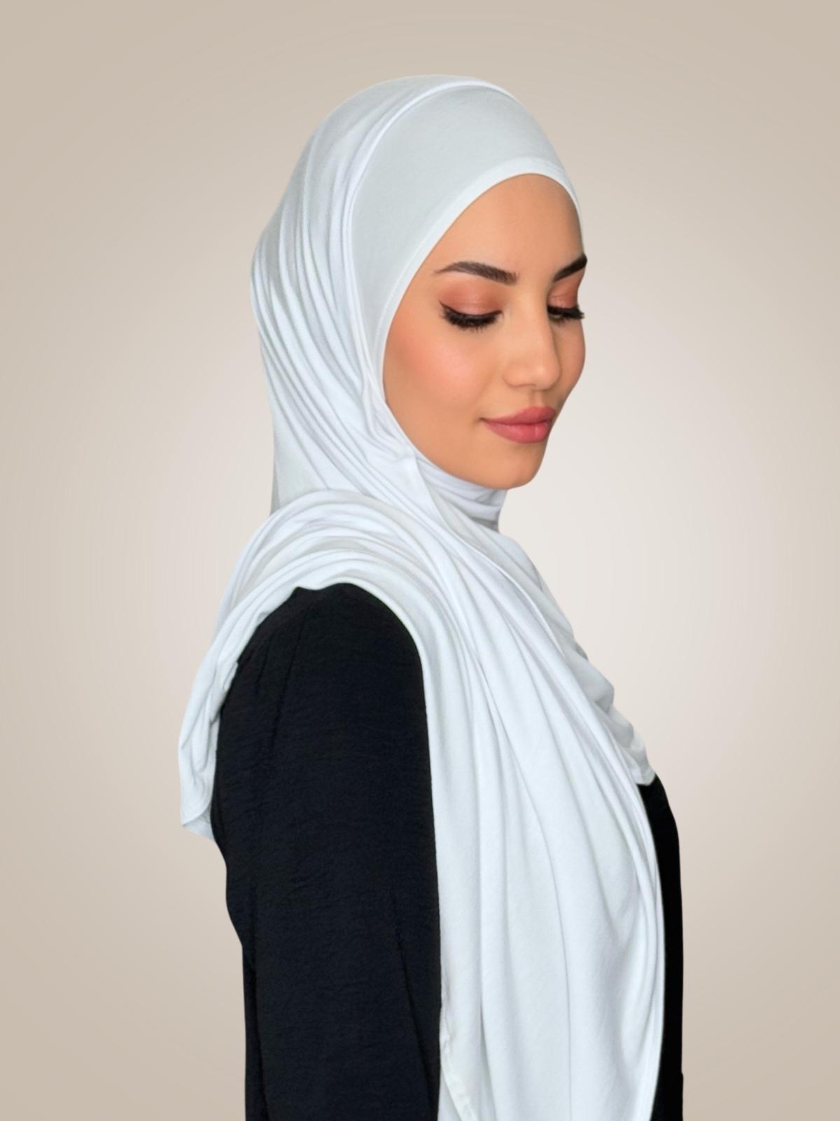 Pre-Sewn Jersey Hijab-White