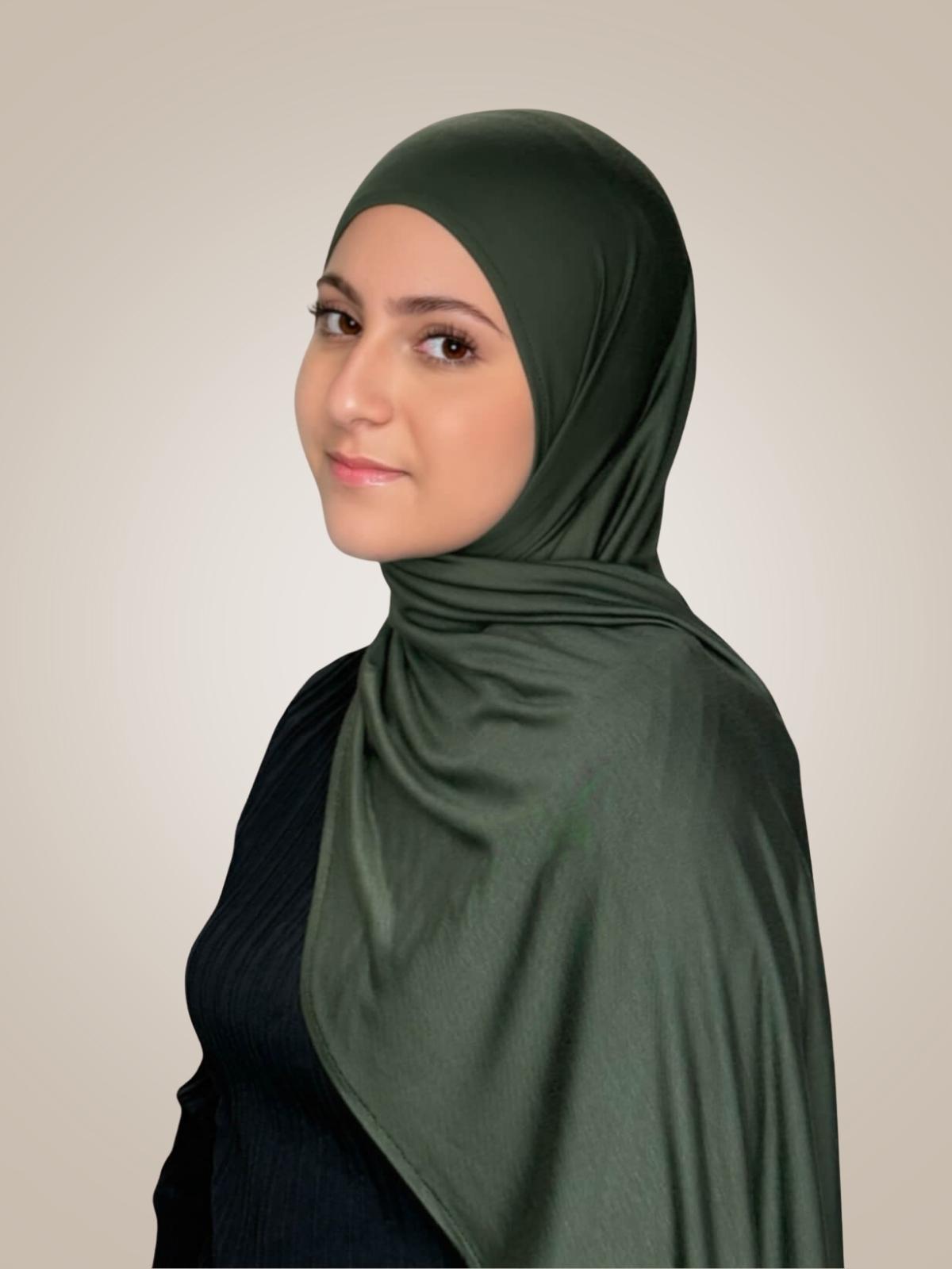 Modish Girl Pre-Sewn Jersey Hijab-Army Green