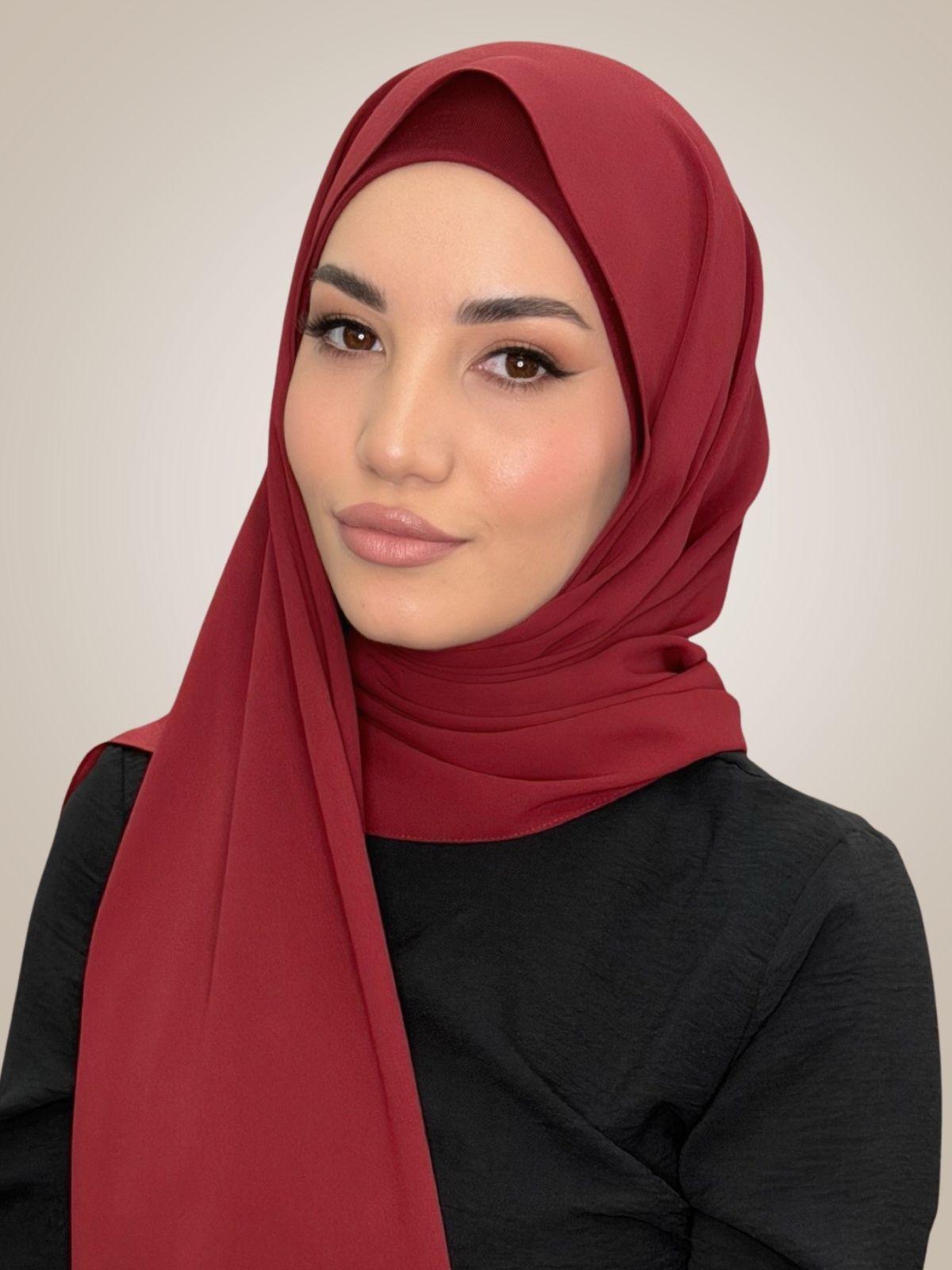 Matching Chiffon Hijab Set-Mahogany