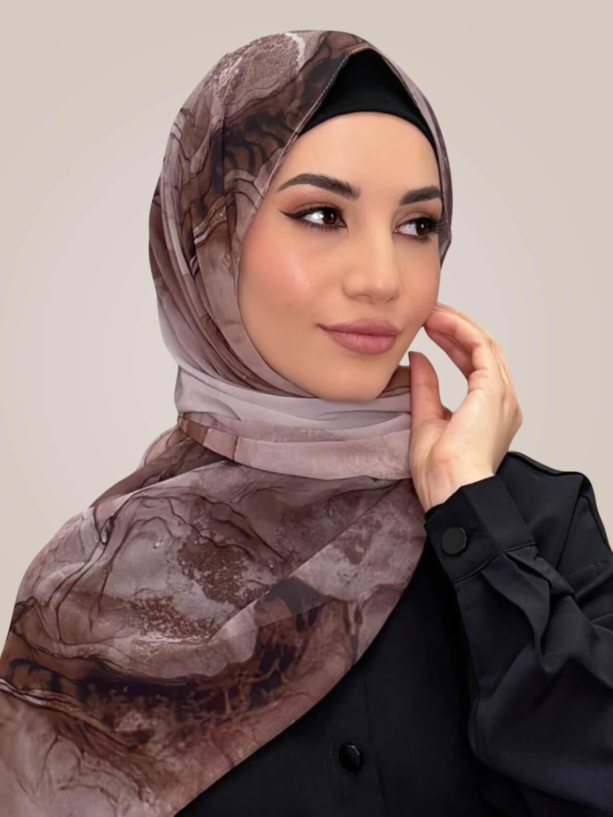 Printed Chiffon Hijab-Desert Dust