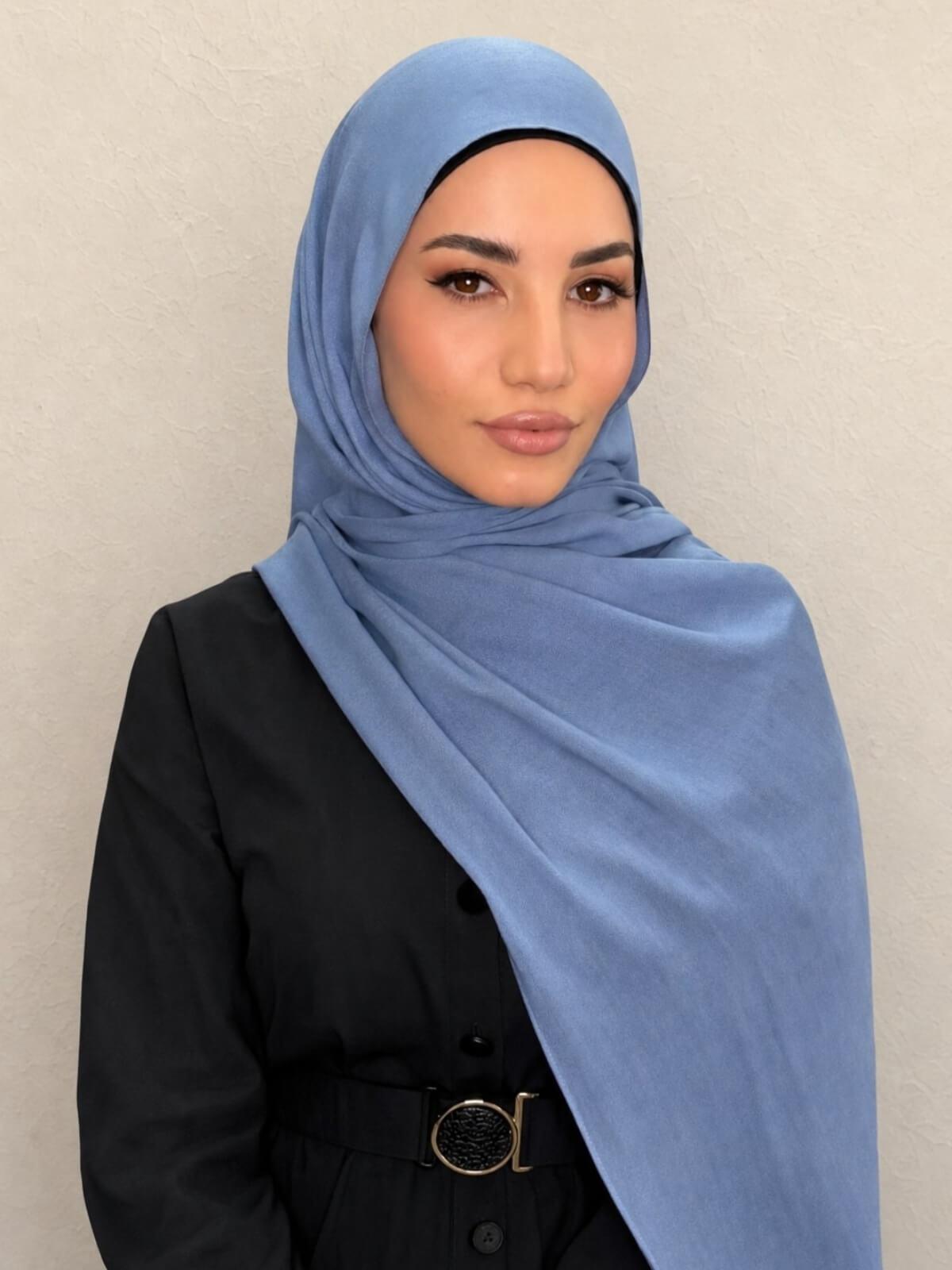 Cotton Modal Hijab-Steel Blue