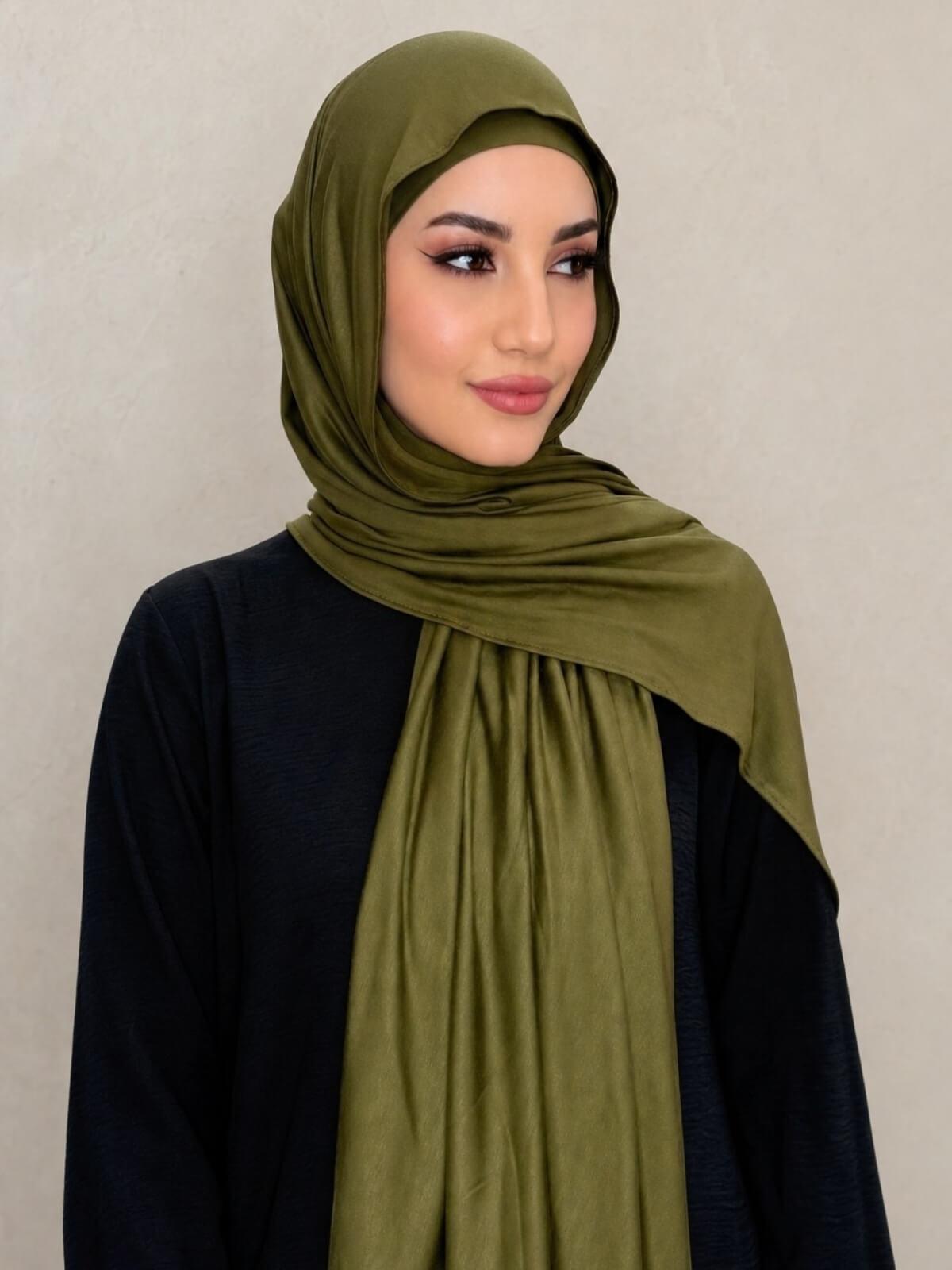 Premium Jersey Hijab-Olive Green