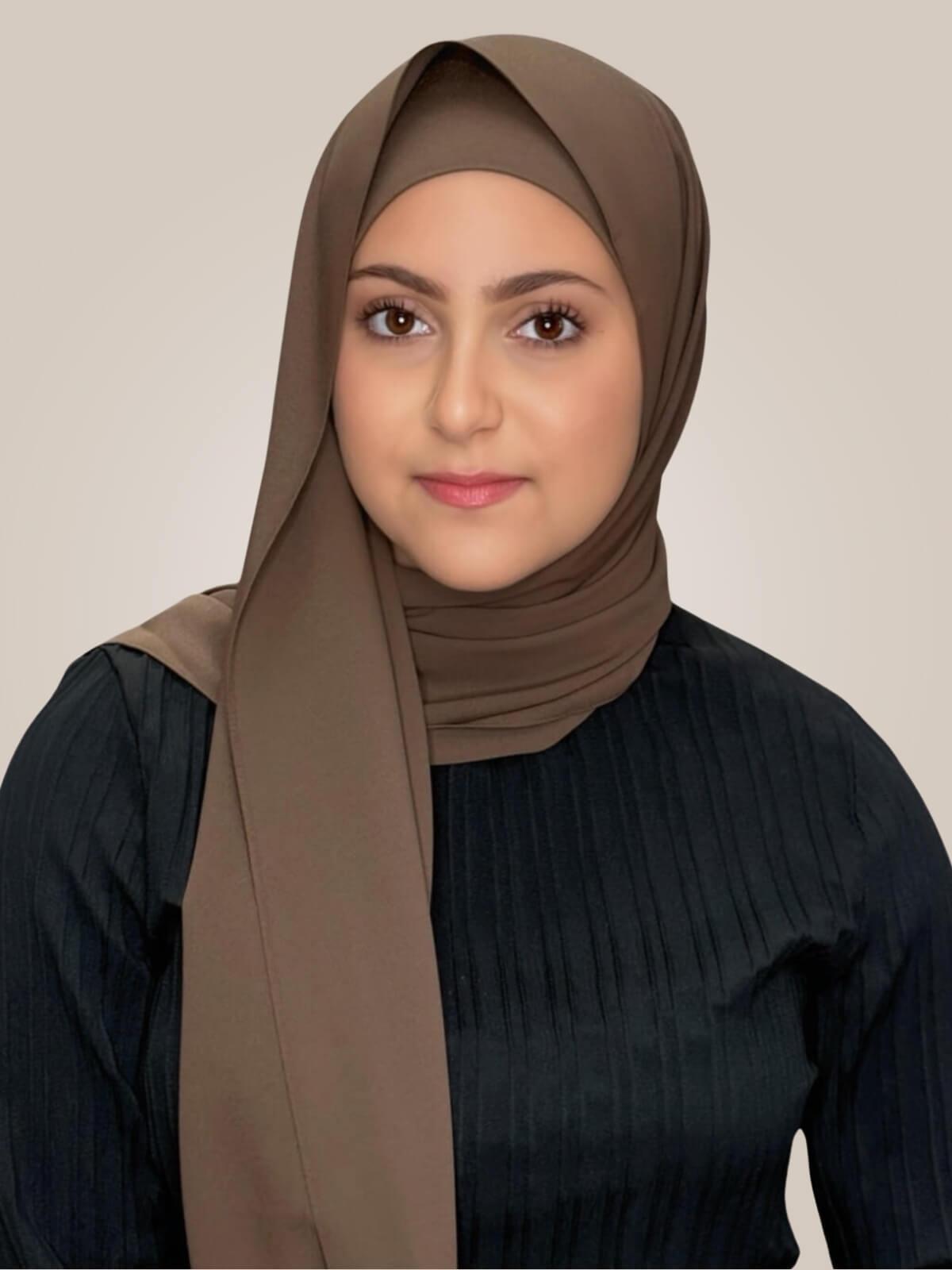 Modish Girl Matching Chiffon Hijab Set-Swiss Brown