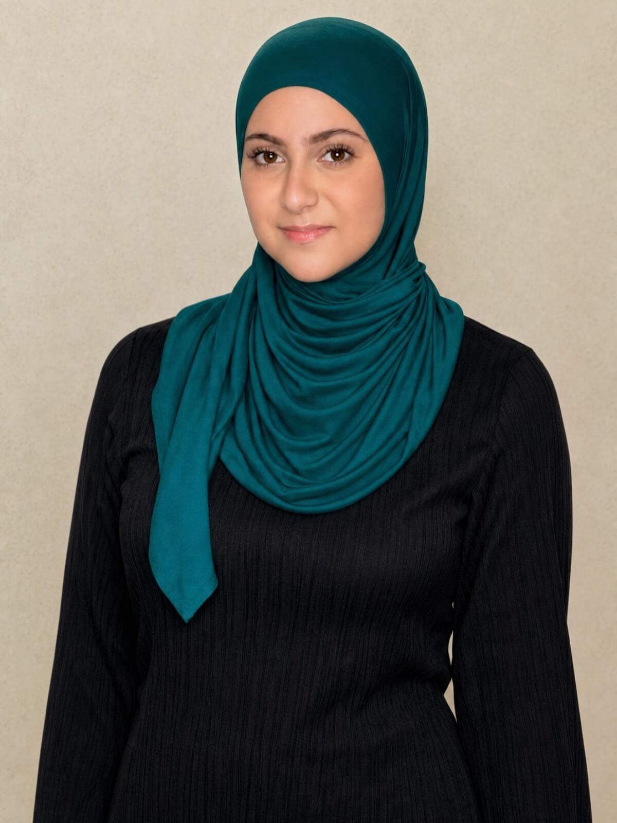 Modish Girl Pre-Sewn Jersey Hijab-Pine Green