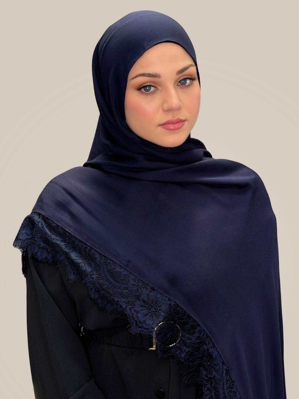 Lace Cotton Modal Hijab-Blue Hour