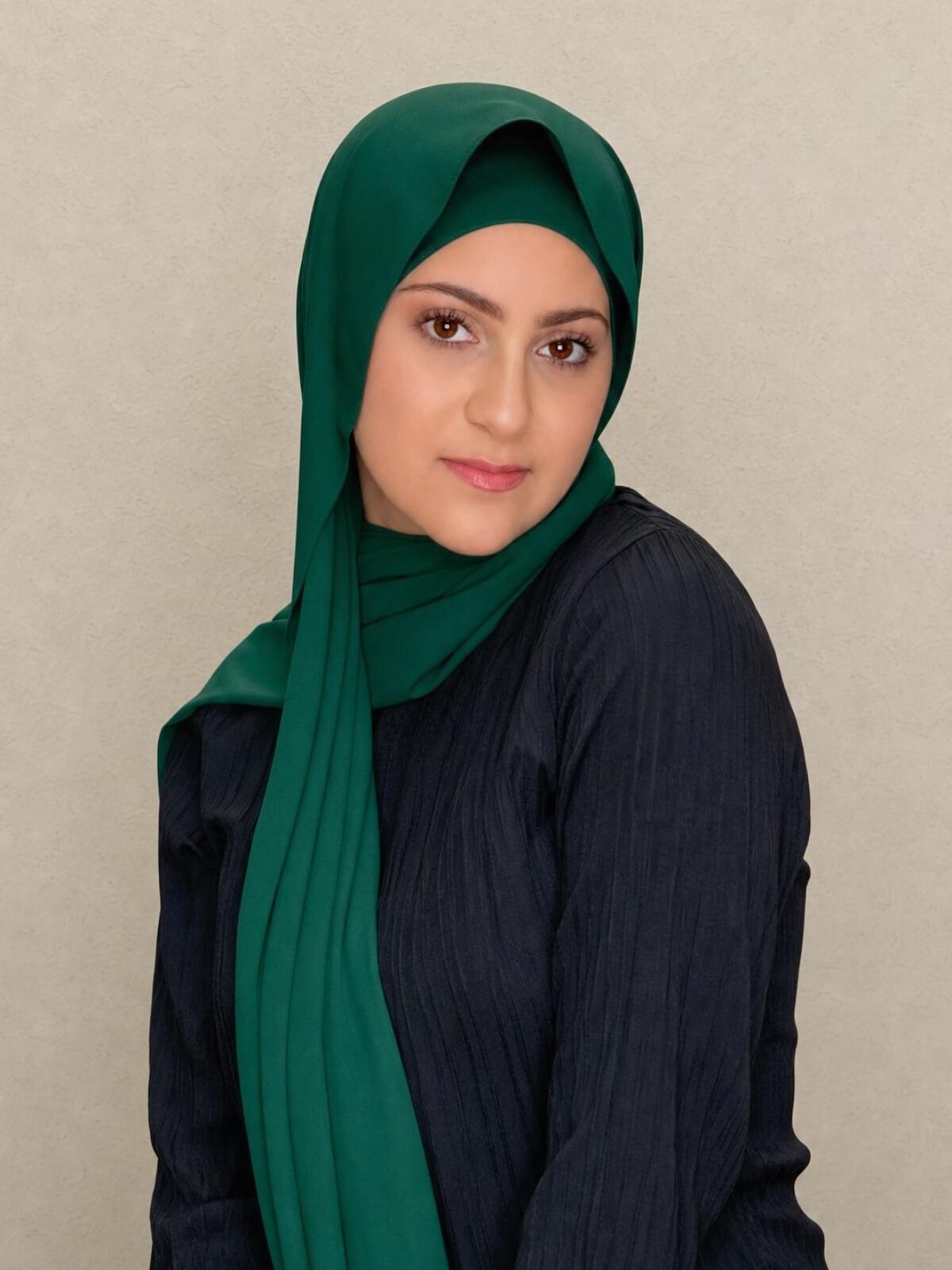 Modish Girl Matching Chiffon Hijab Set-Deep Green