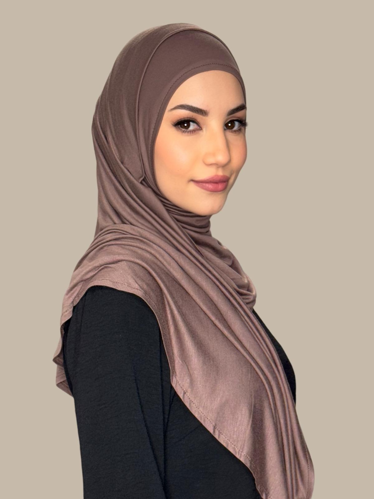 Pre-Sewn Jersey Hijab-Mocha Brown