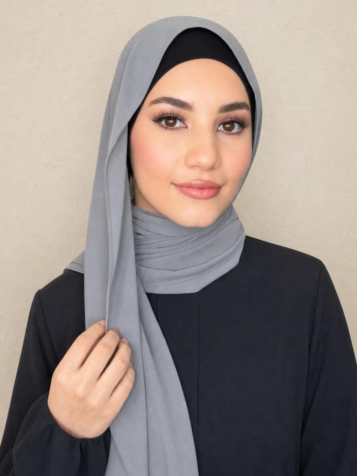 Classic Chiffon Hijab-Smoke Grey
