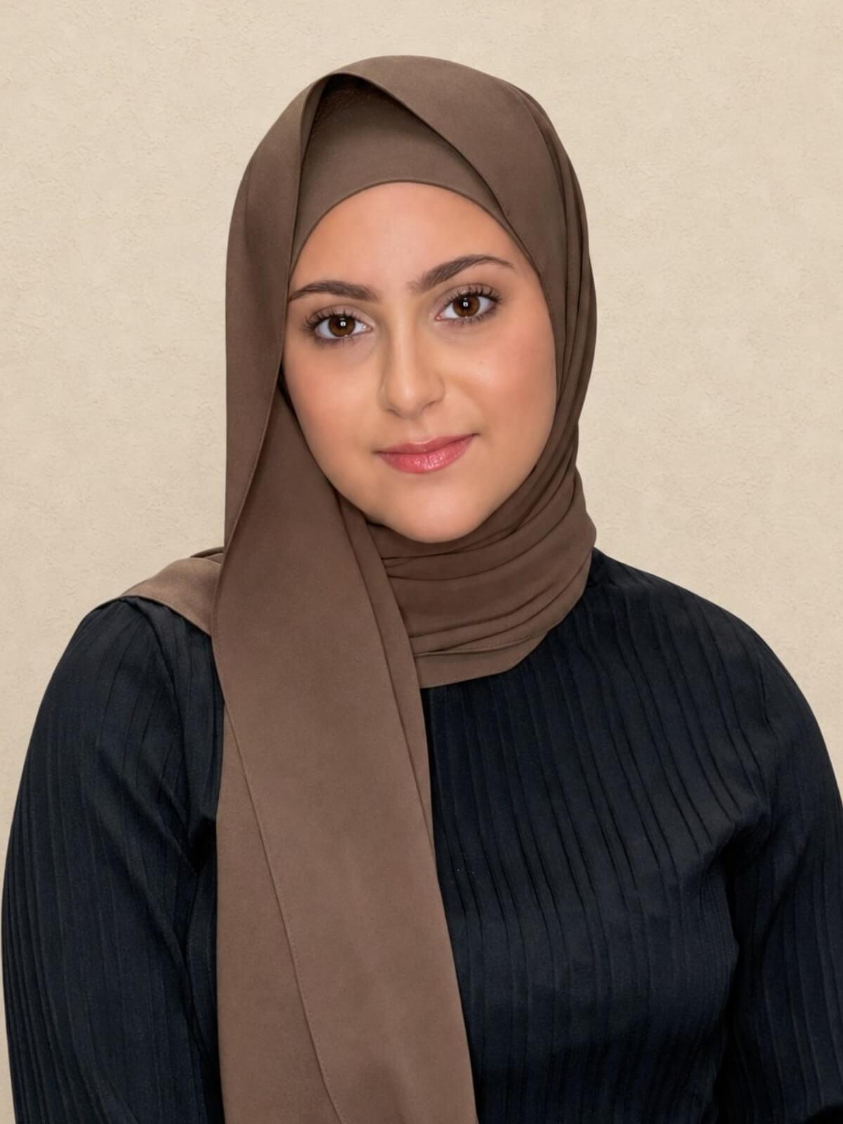Modish Girl Matching Chiffon Hijab Set-Swiss Brown