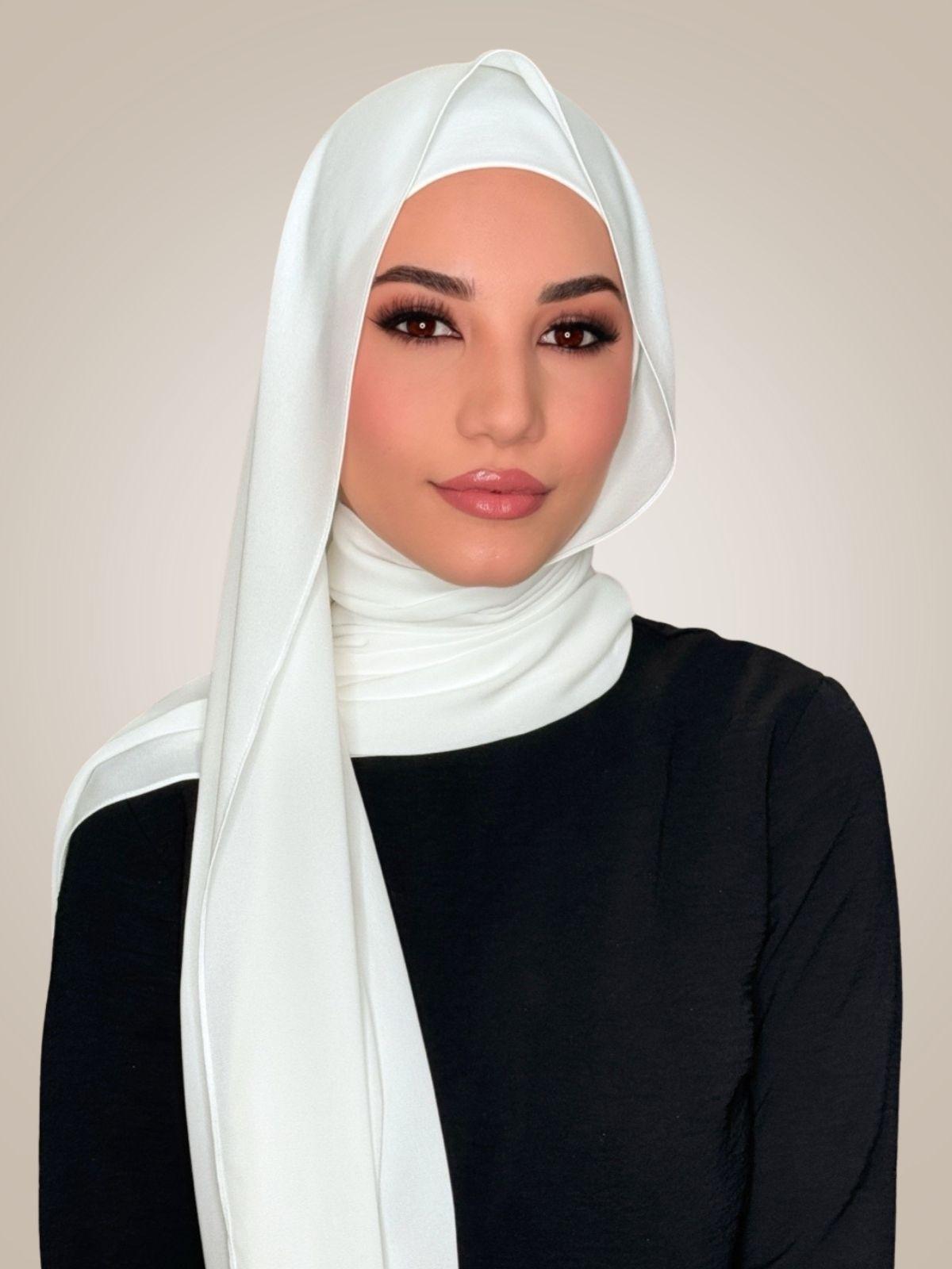 Matching Chiffon Hijab Set-White