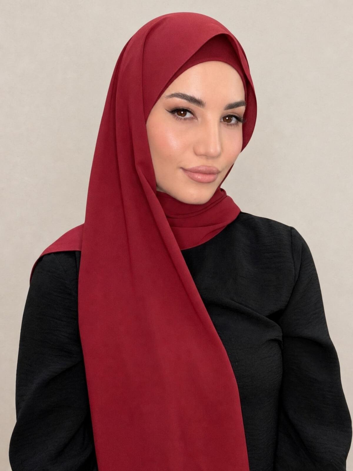 Matching Chiffon Hijab Set-Mahogany