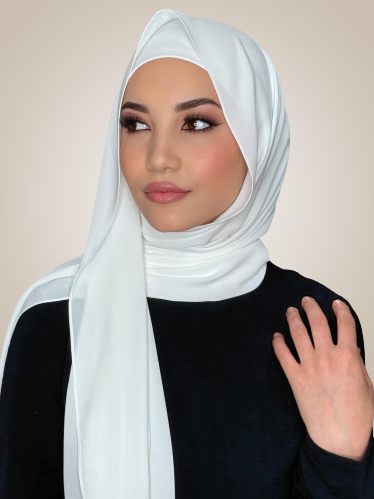Matching Chiffon Hijab Set-White
