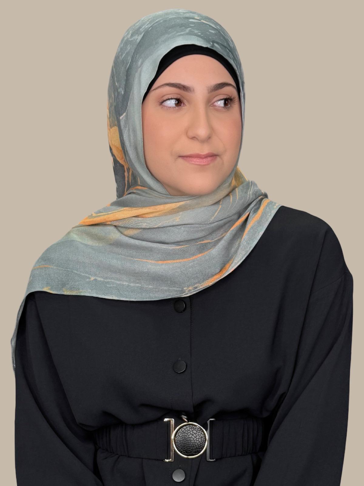 Modish Girl Print Modal Hijab-Vienna Grey