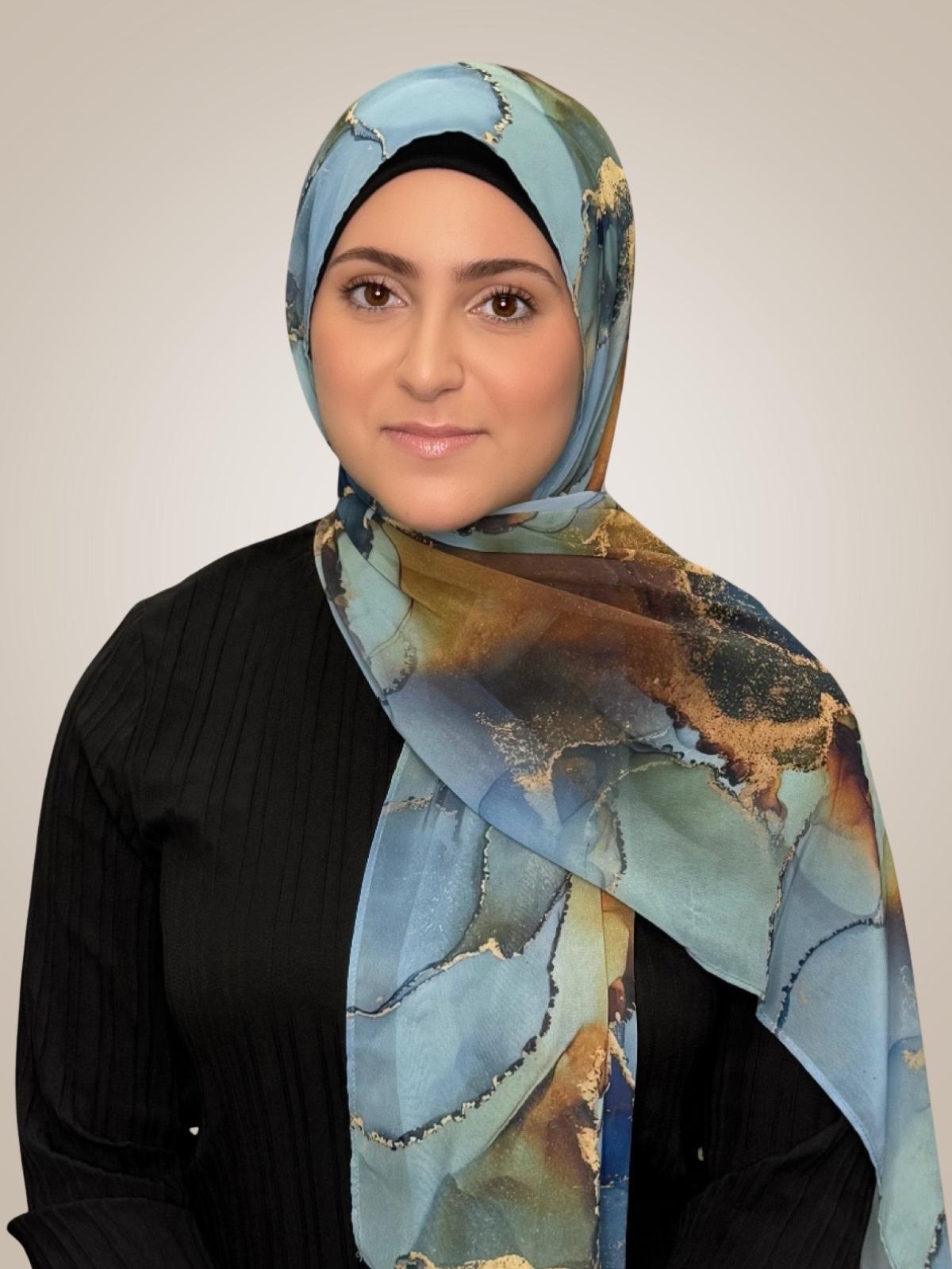Modish Girl Printed Chiffon Hijab- Deep Horizon